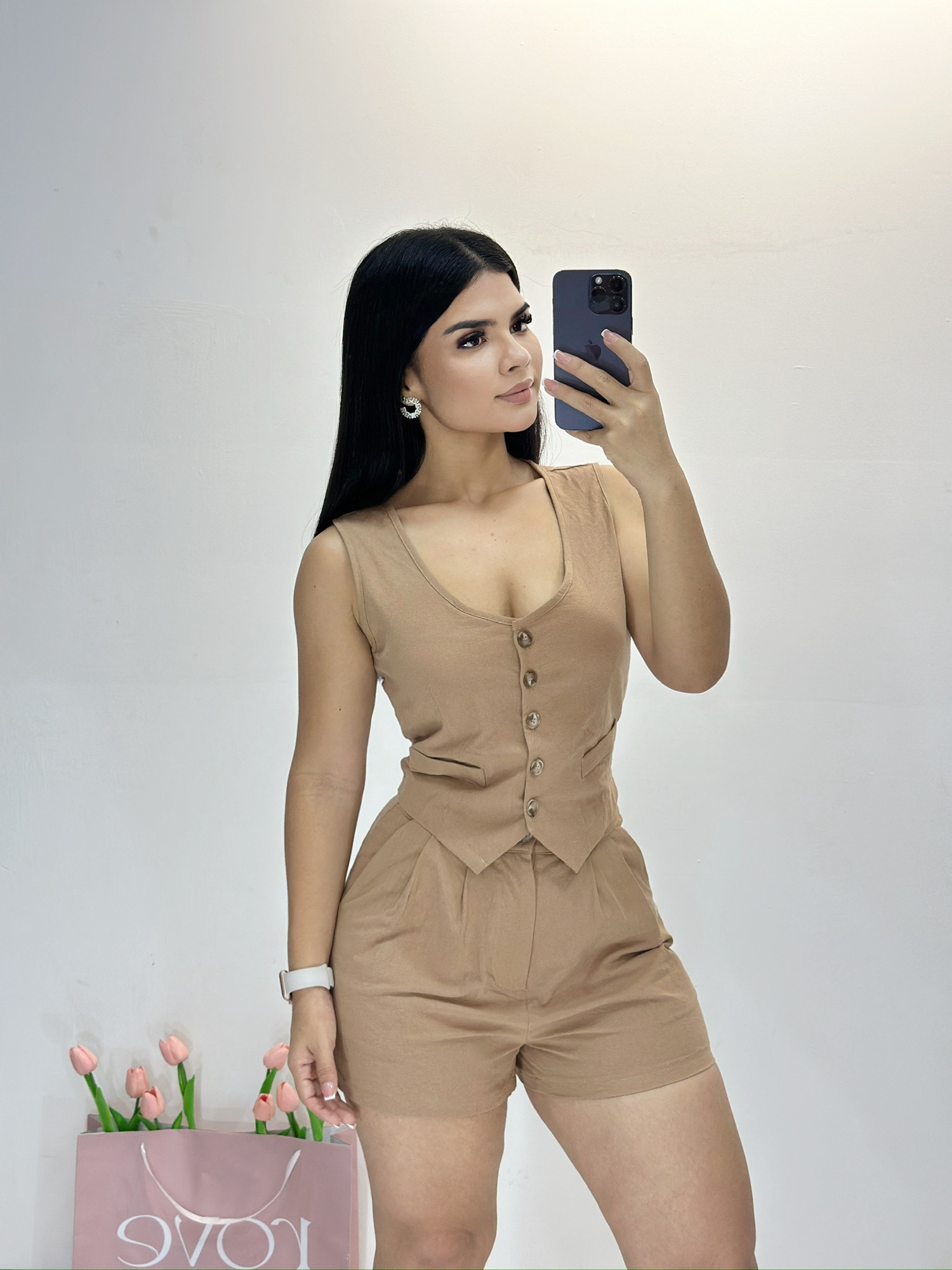 Conjunto  Chaleco + Short - Caqui