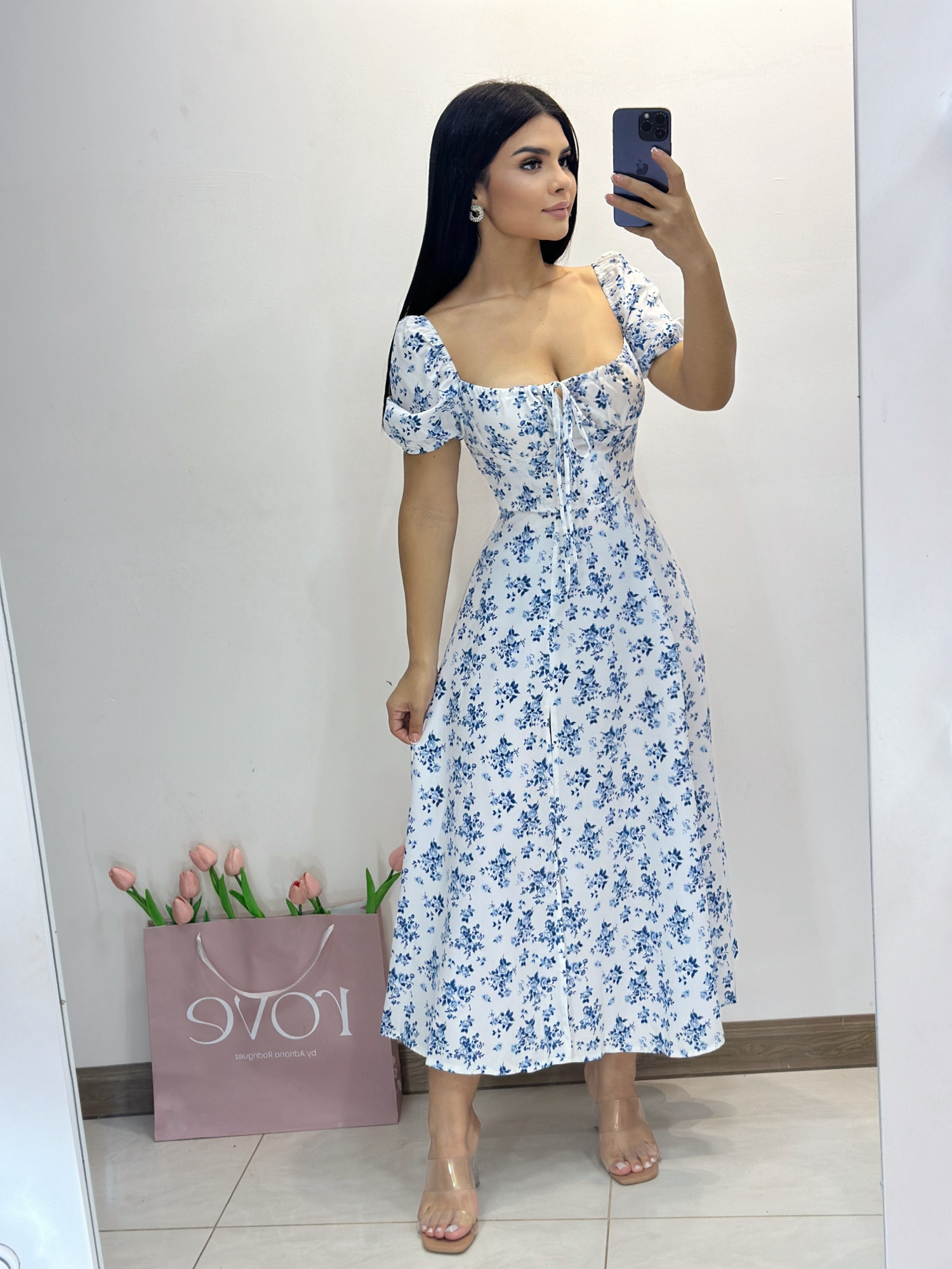Vestido midi grecia - Celeste