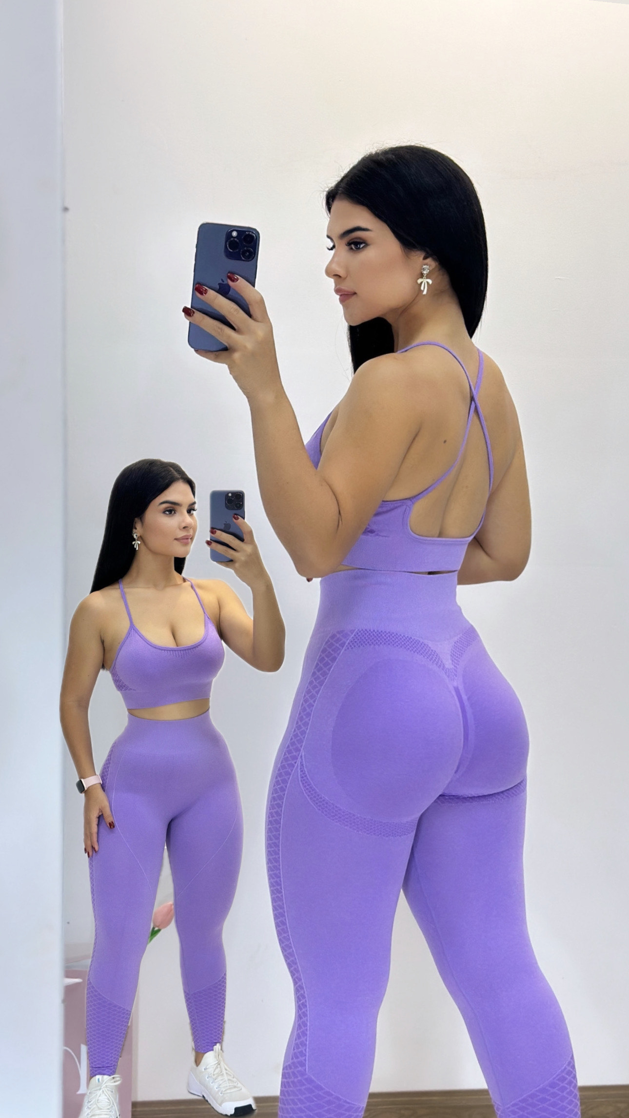 Set deportivo - licra larga + top - Morado