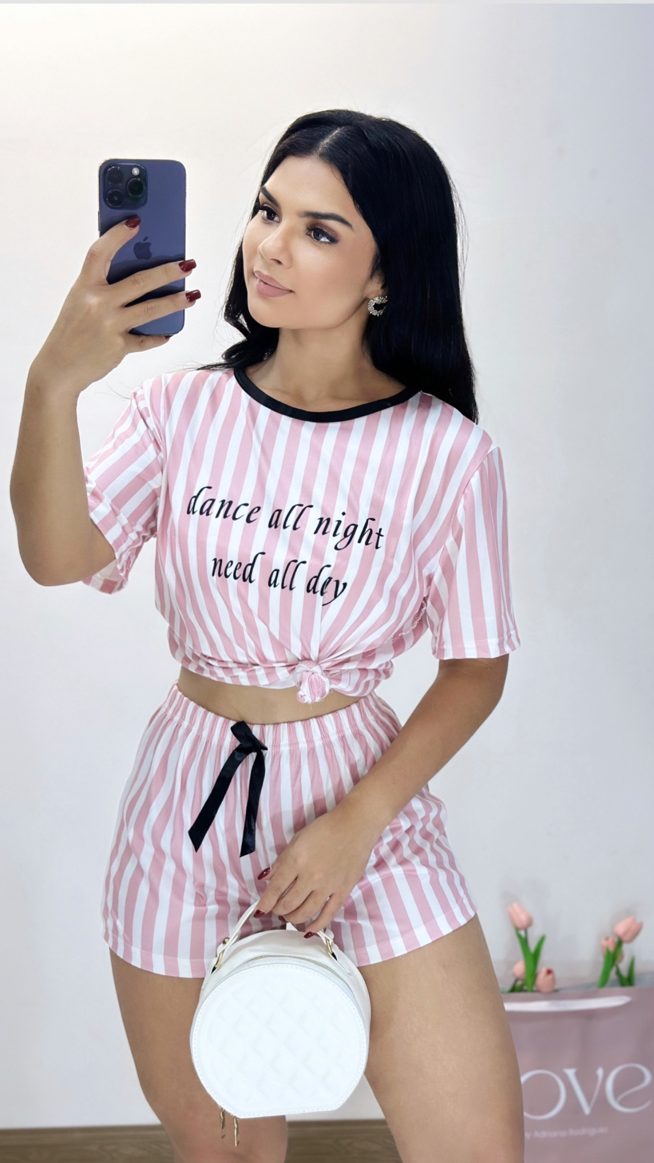 Pijama a rayas - Rosa con blanco