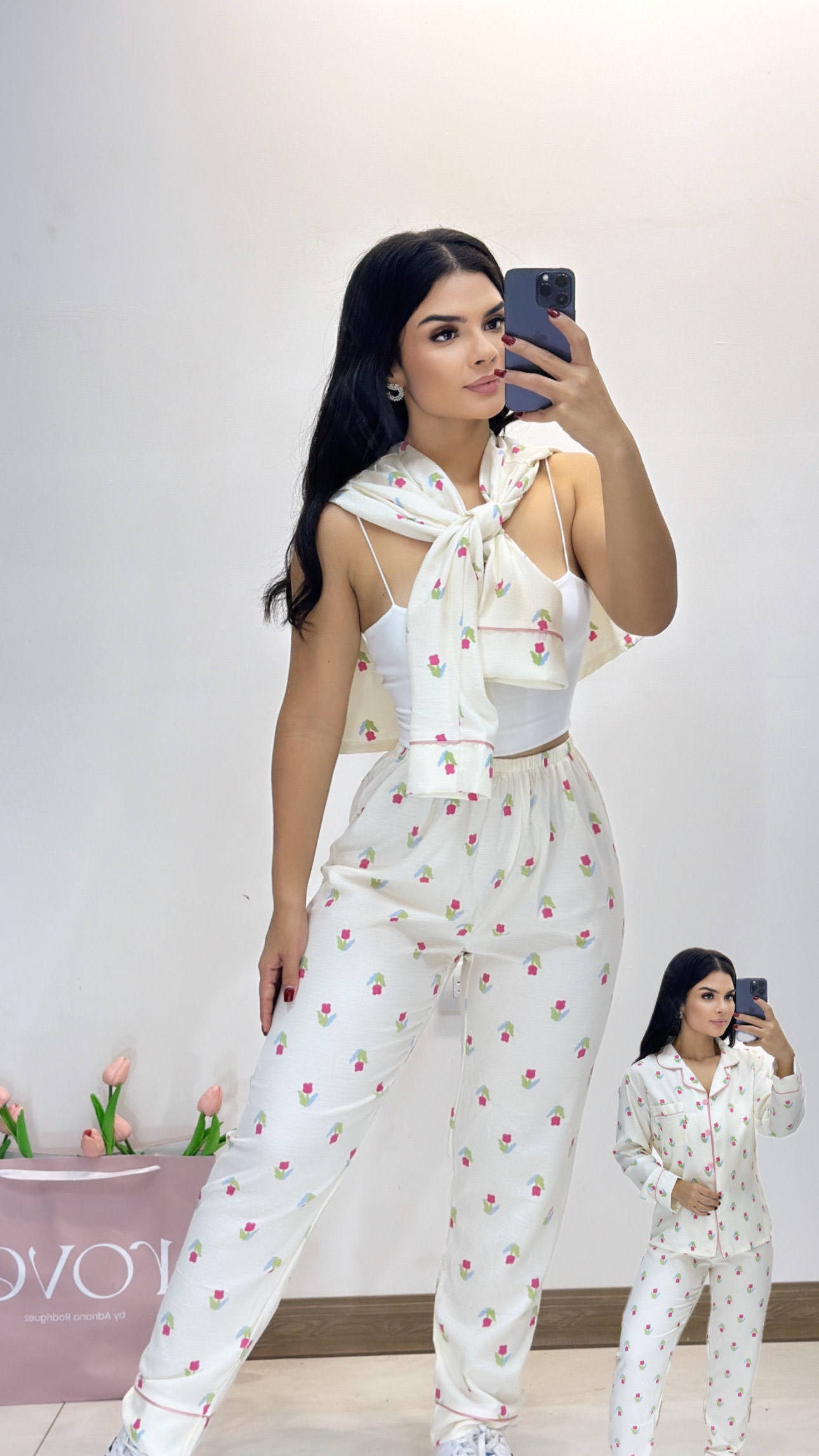 Pijama manga larga - Estampado floral