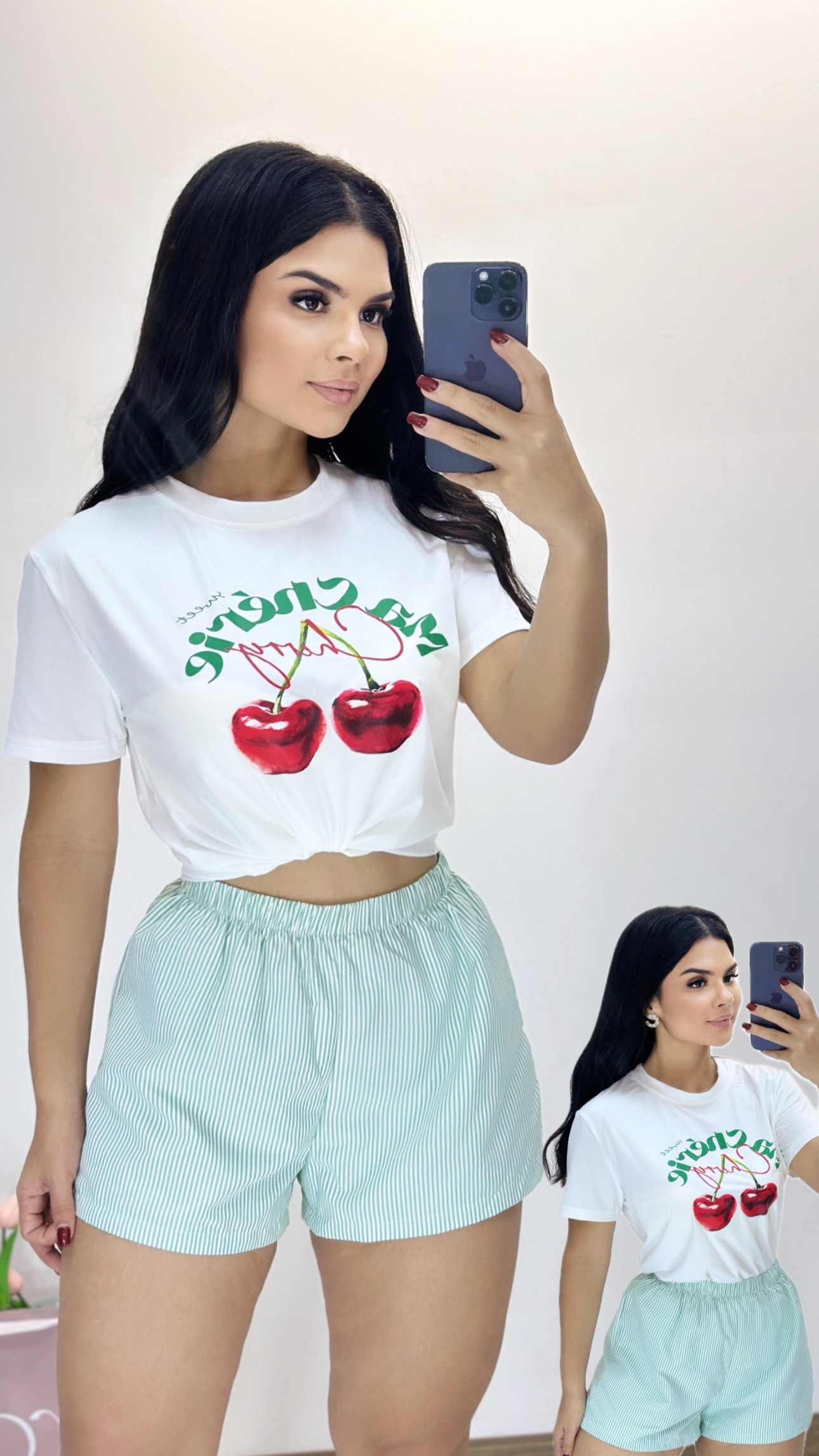 Camiseta Cherry -  Blanca