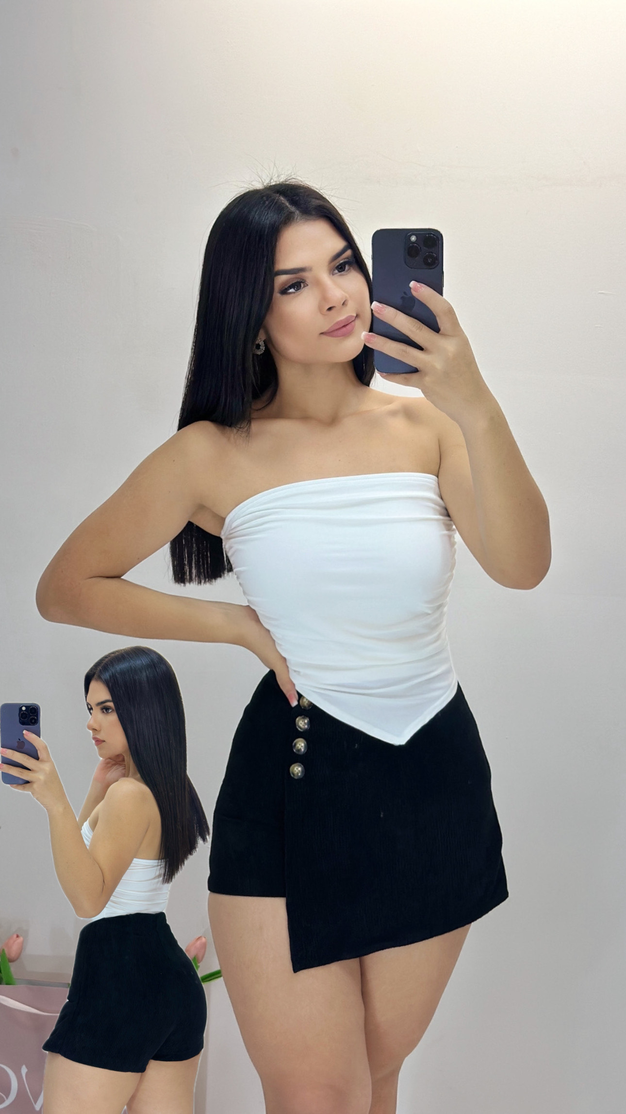 Falda short pana - Negra