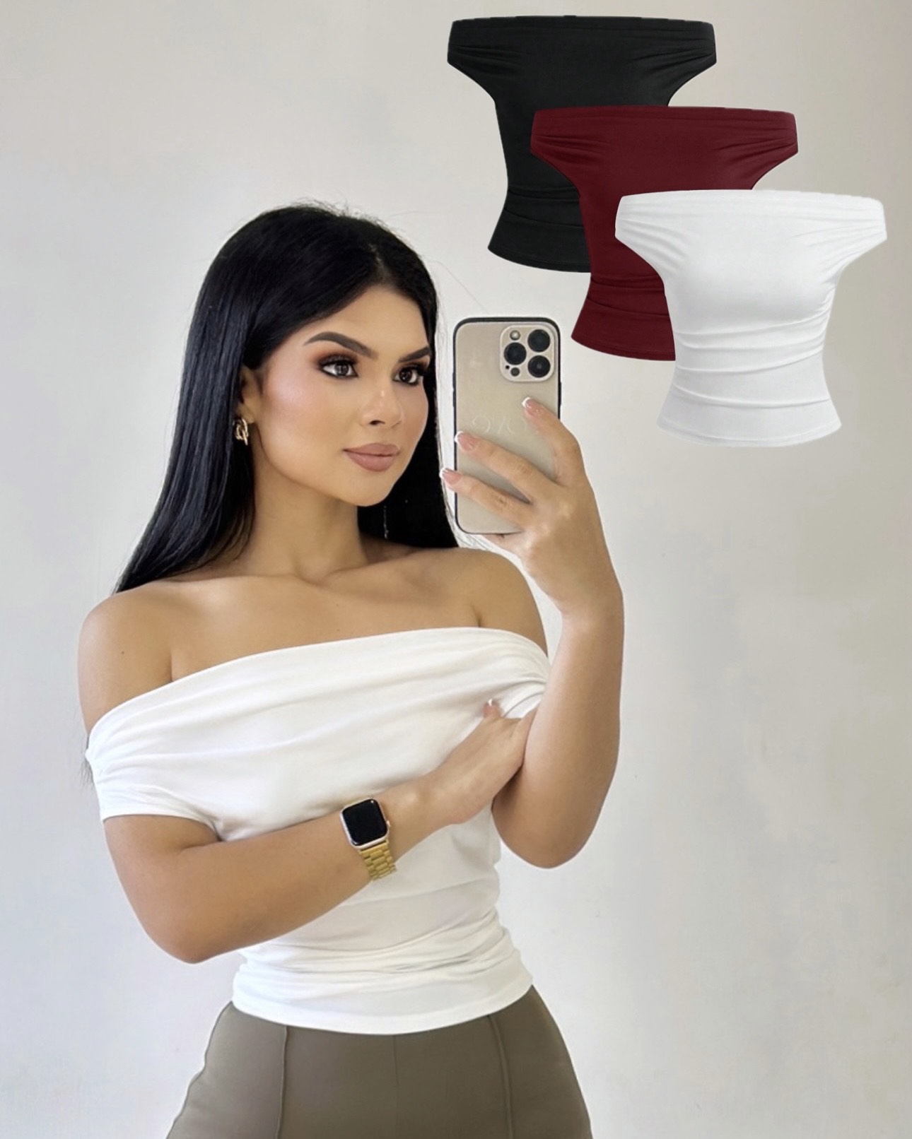 Blusa con mangas offshoulder - Negra