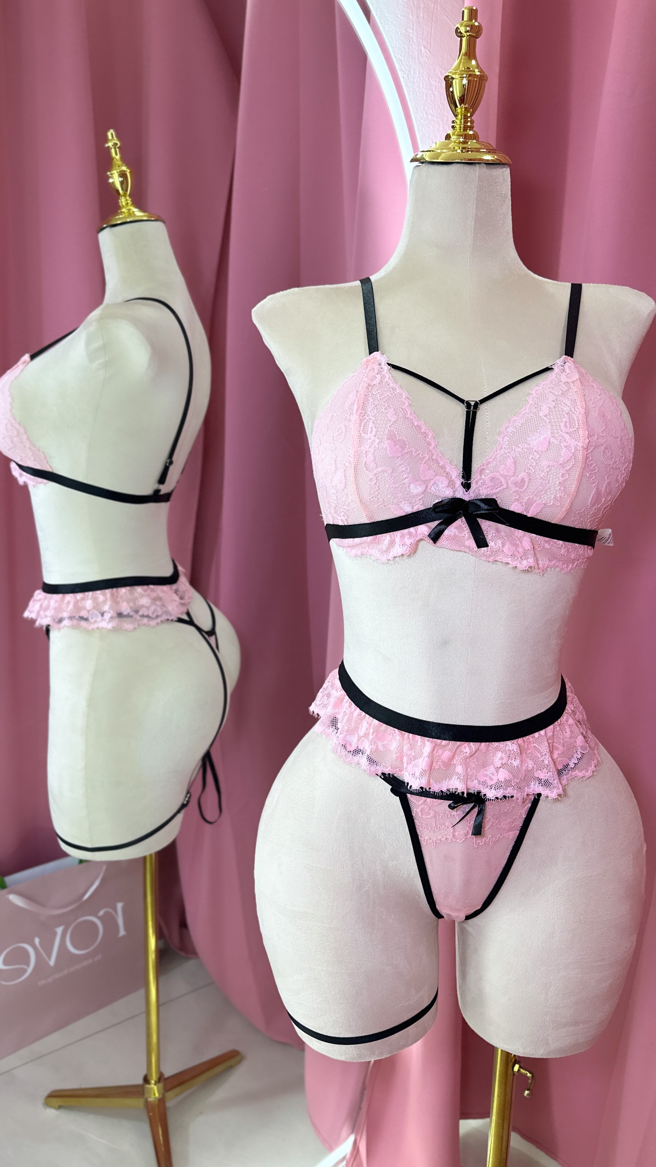 Lencería - Rosa con negro