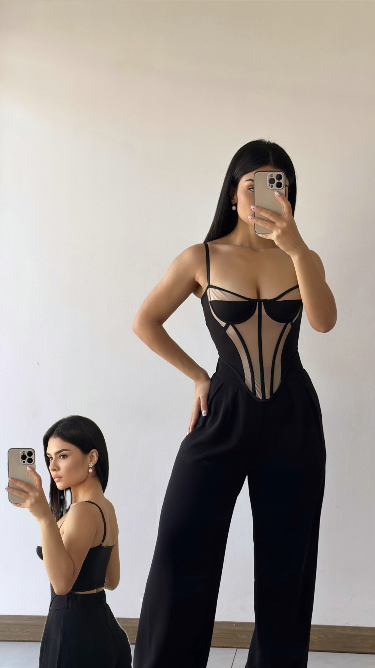 Croptop con transparencias - Negro