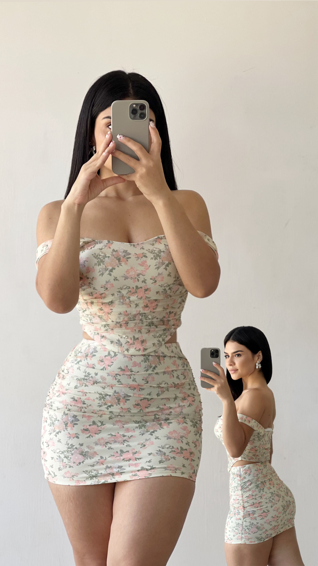 Conjunto mini falda + top - Estampado floral