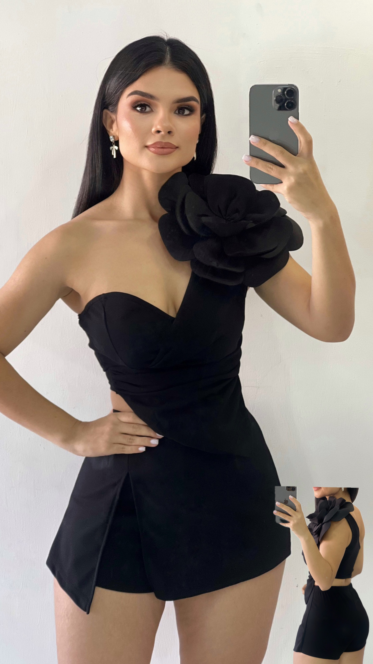 Croptop de flor 3D GRANDE - Negro