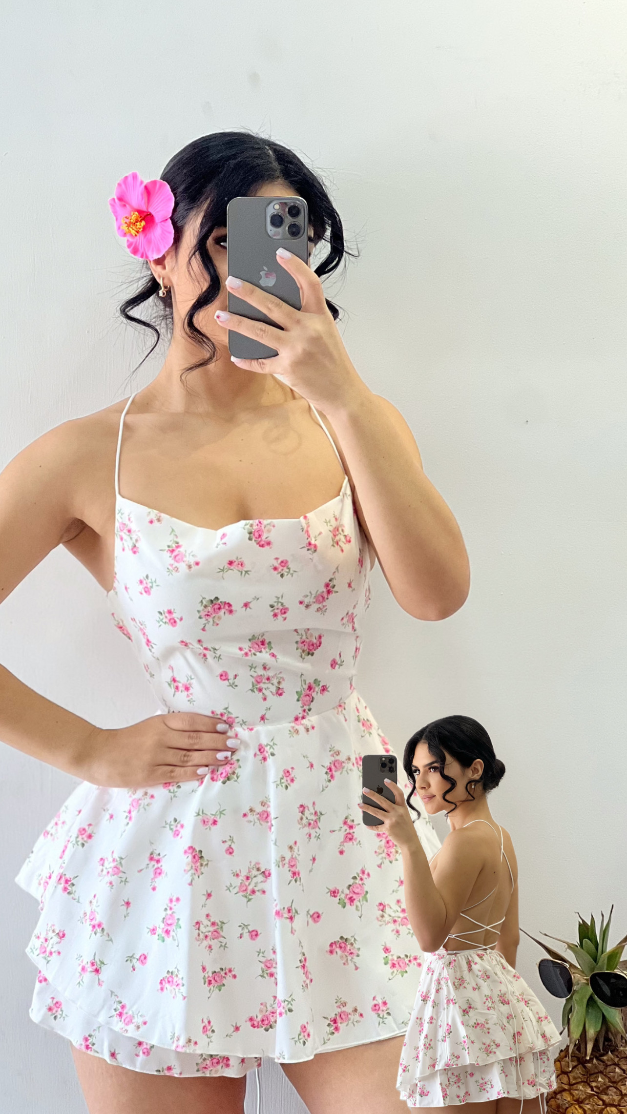 Romper estampado floral espalda cruzada - Blanco