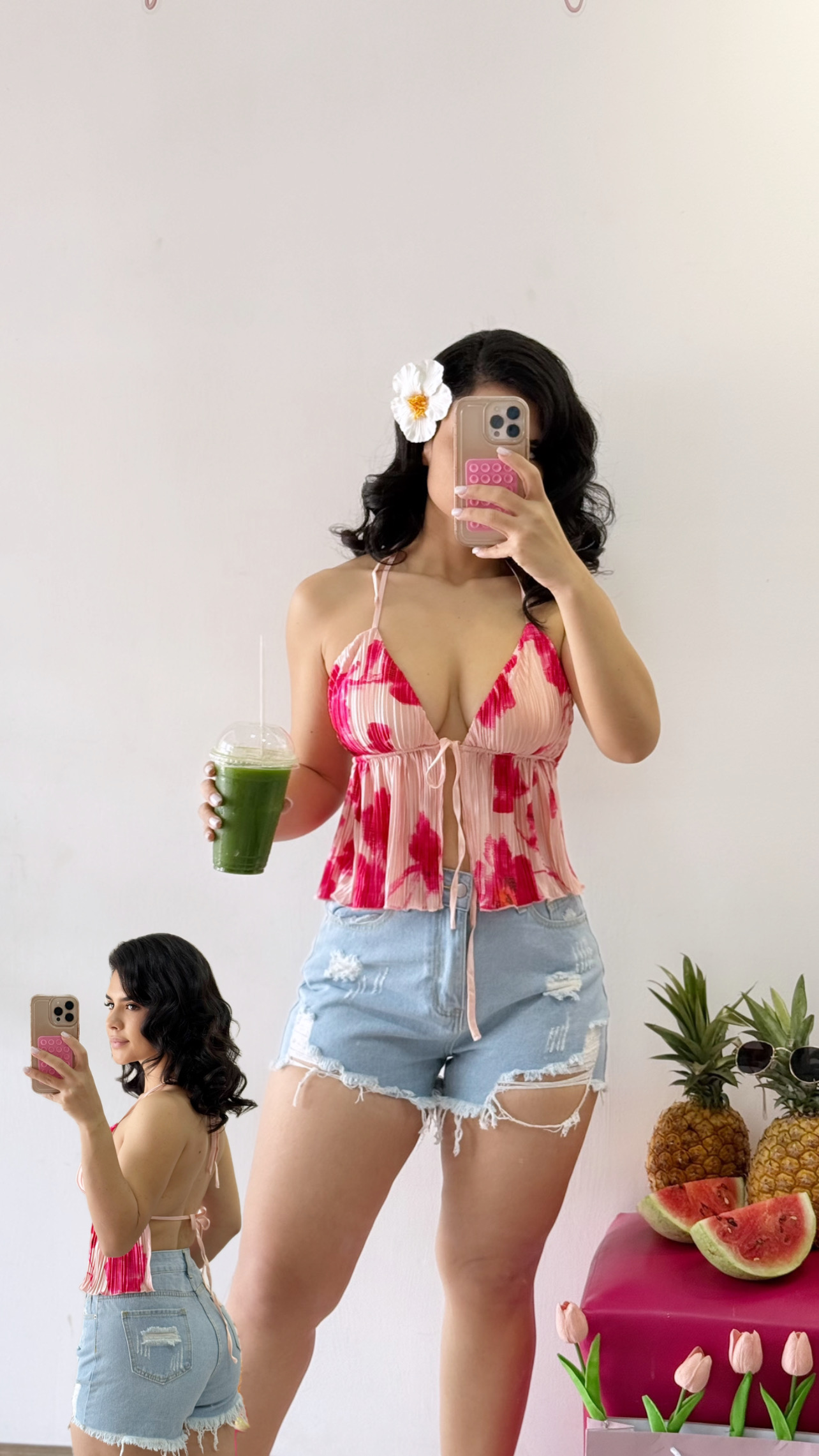 Blusa de tirantes espalda abierta - Rosa