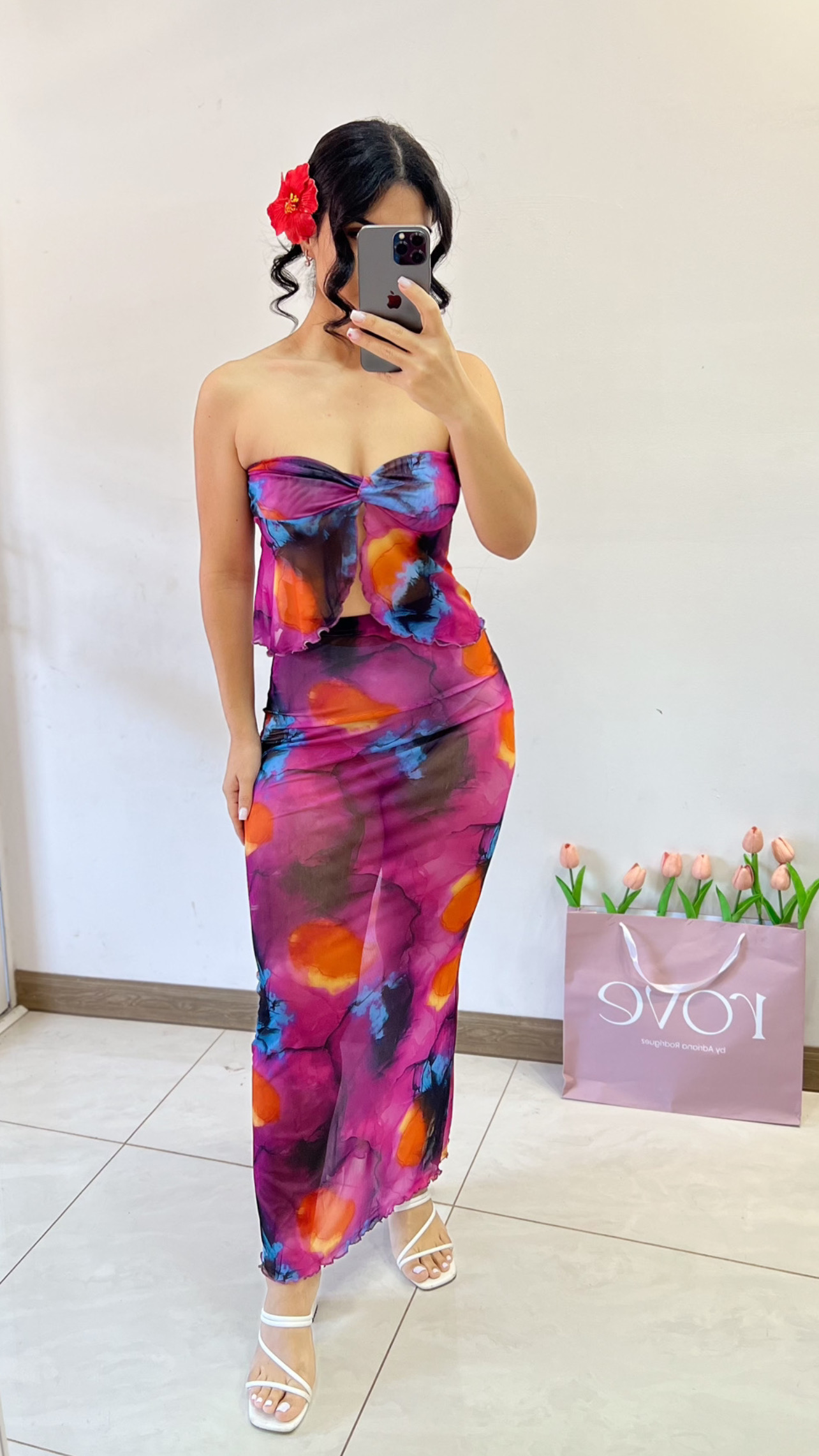 Salida de baño - Top + maxifalda