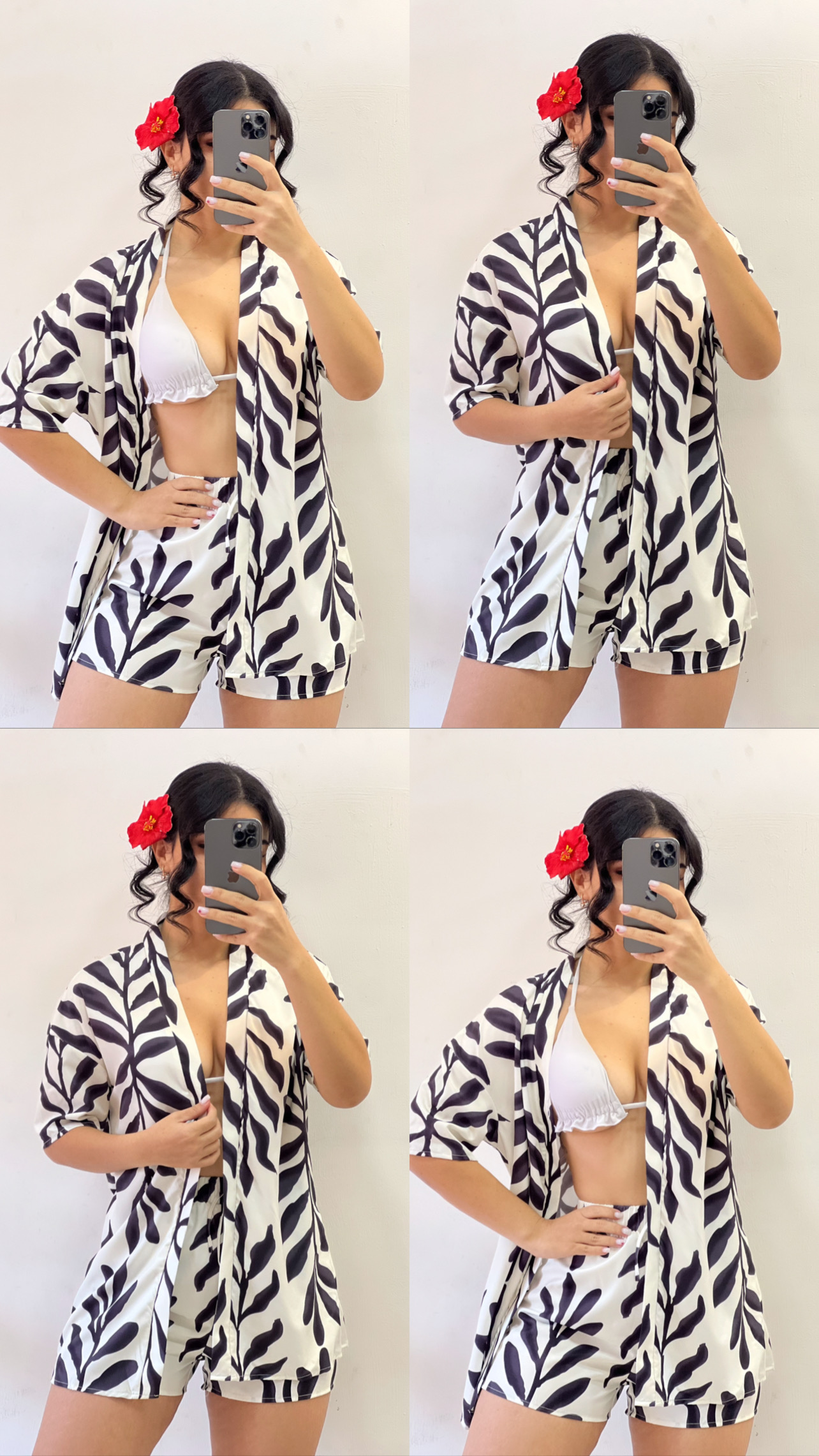 Conjunto Blusón + Short - Crema con negro