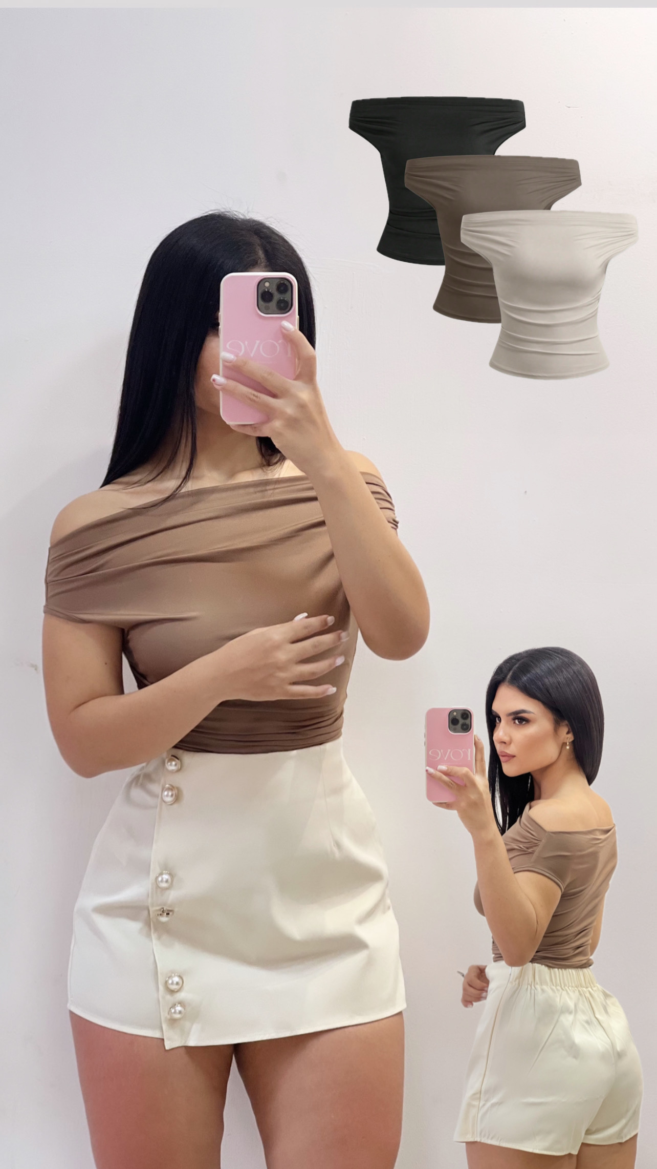 Blusa off shoulder recogida - negra