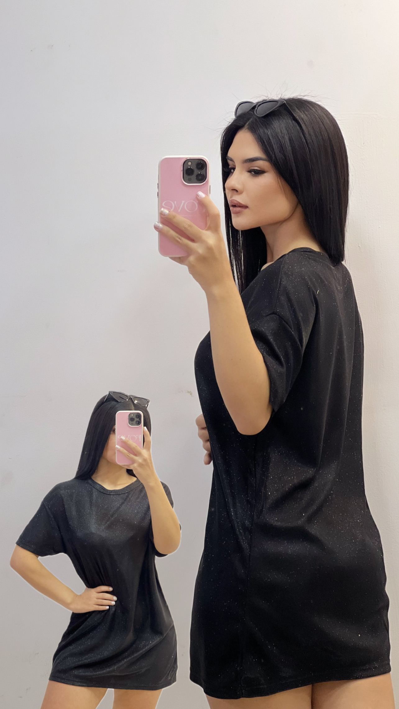 Blusón oversize con brillo - Negro