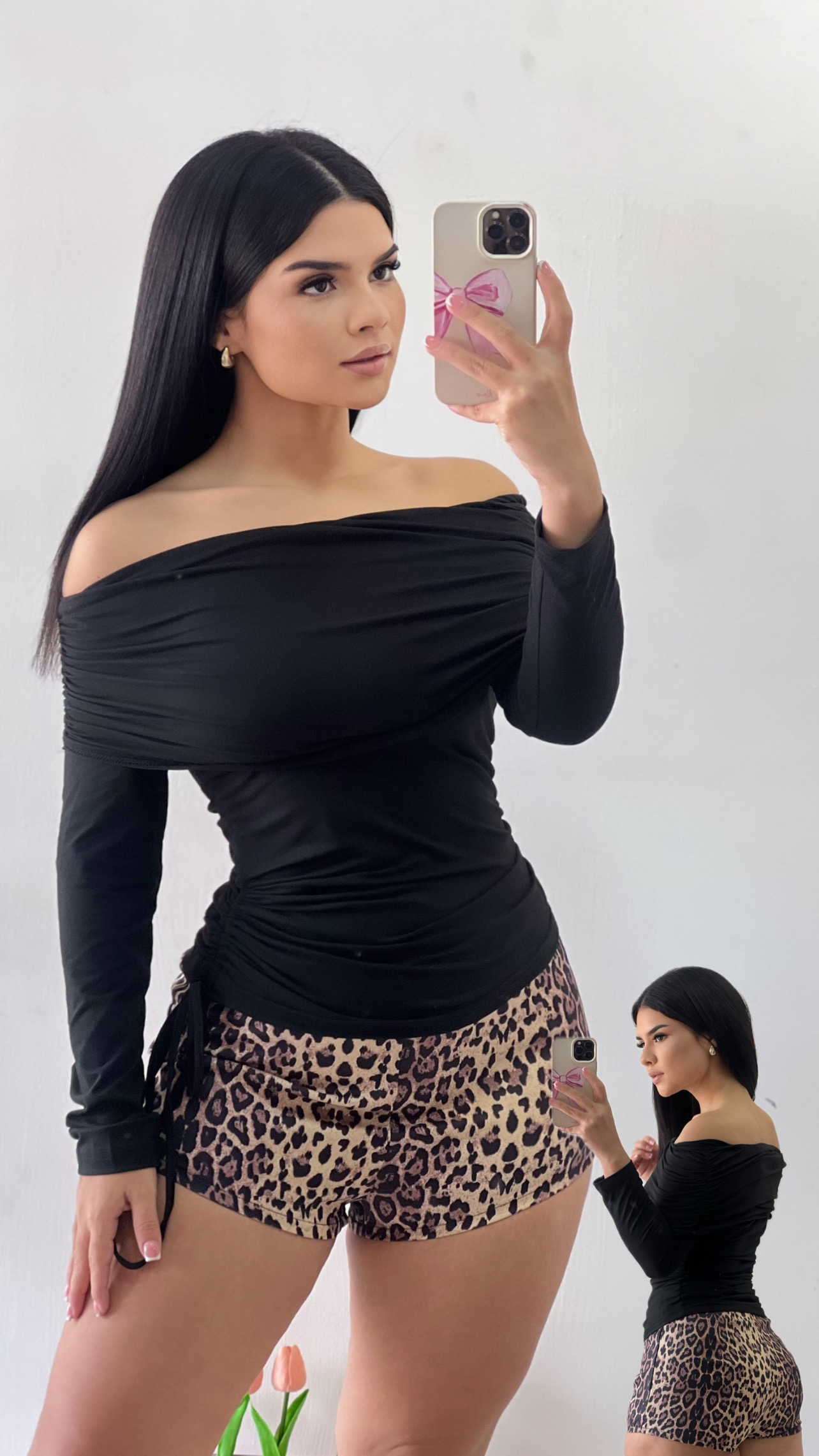 Conjunto de blusa + short animal print.