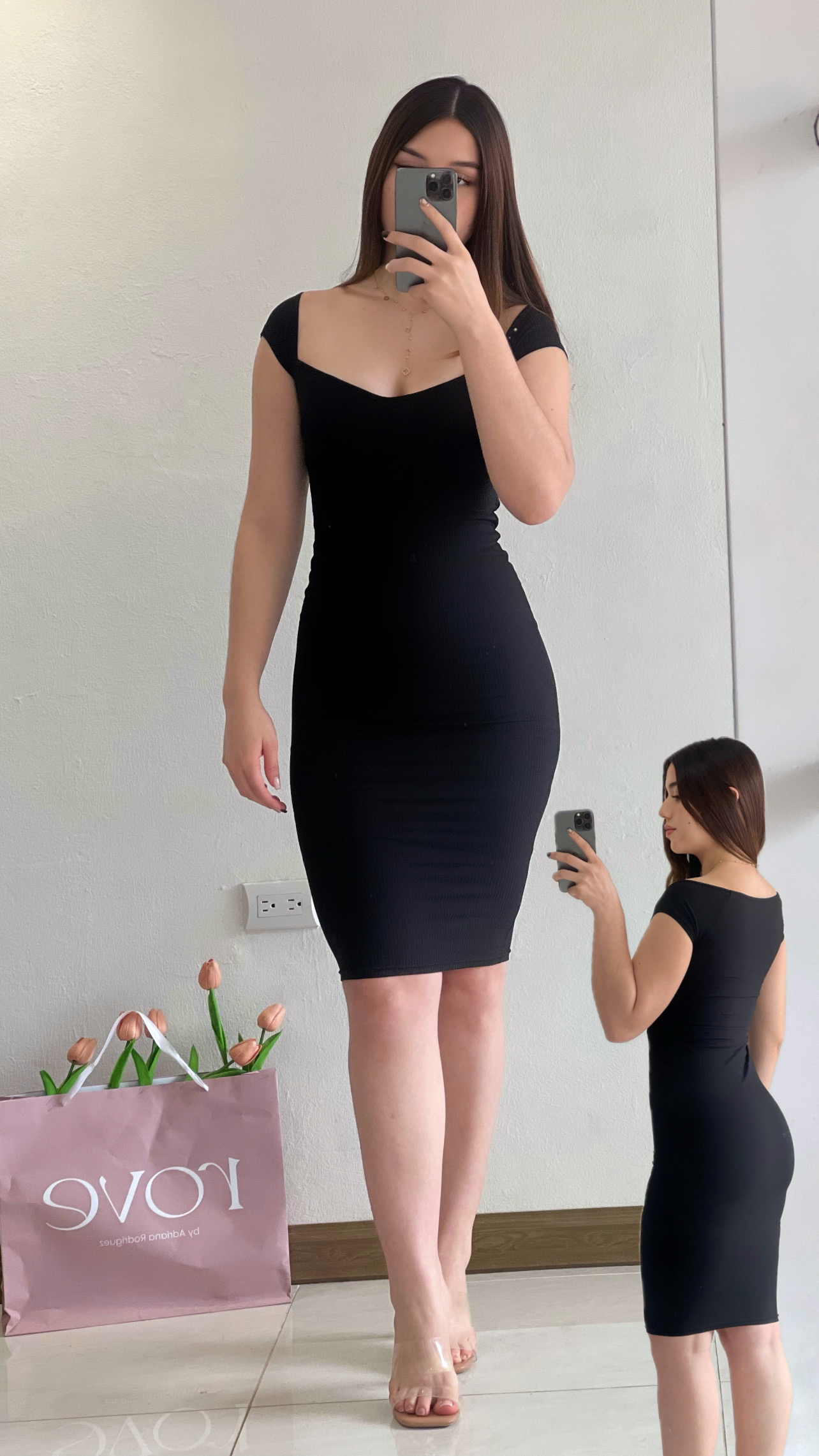 Vestido básico MIDI - Negro