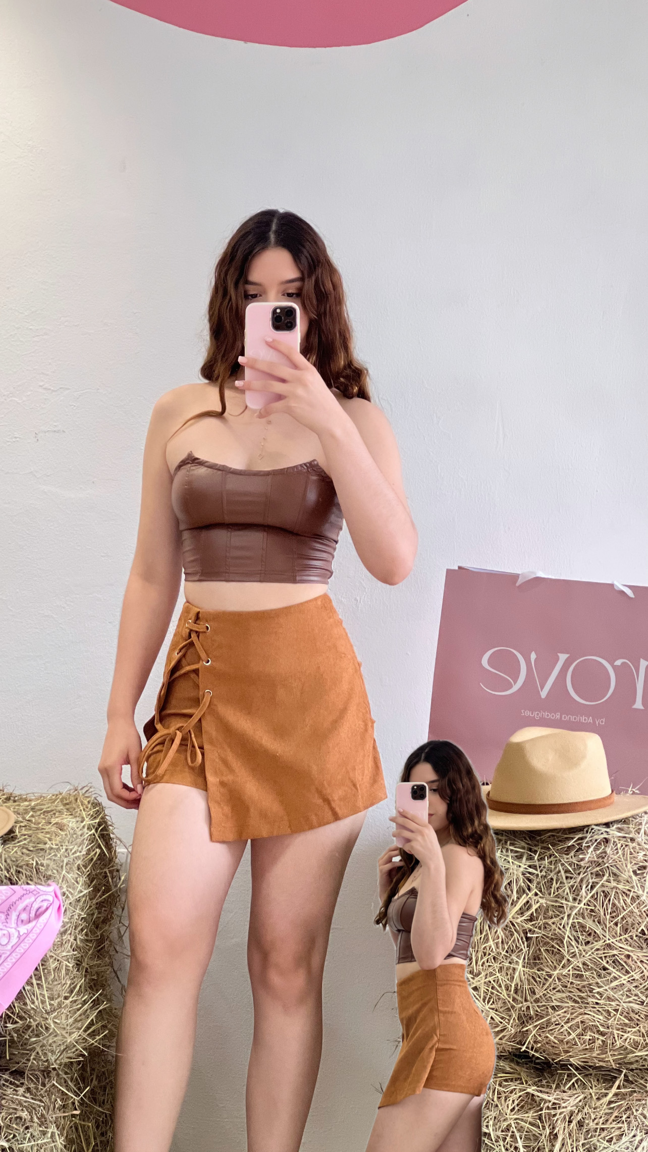 Croptop de cuerina - Café