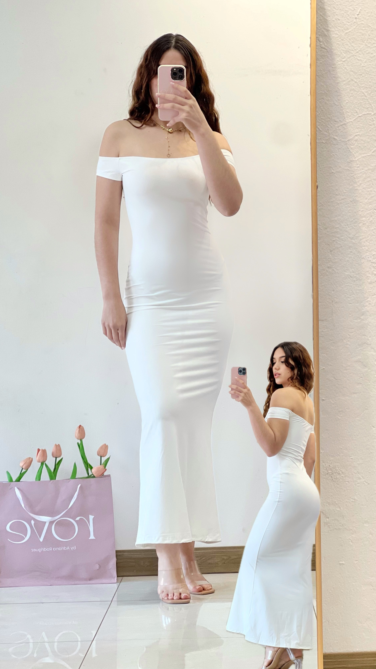 Vestido largo offshoulder blanco