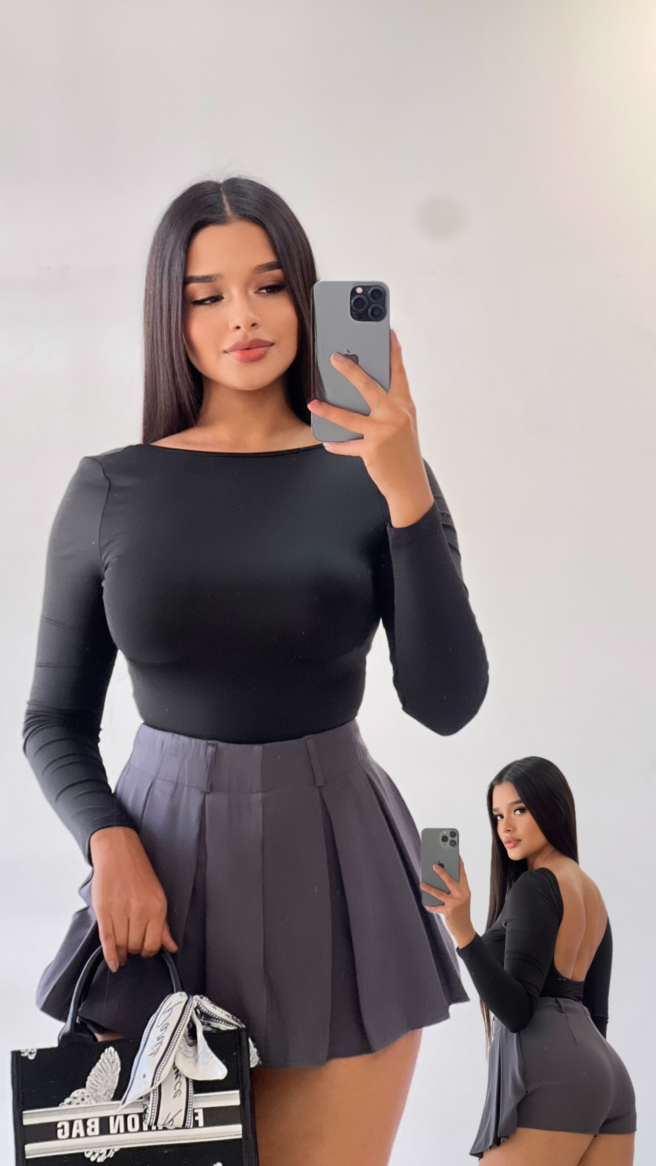 Bodysuit espalda abierta manga larga - Negro