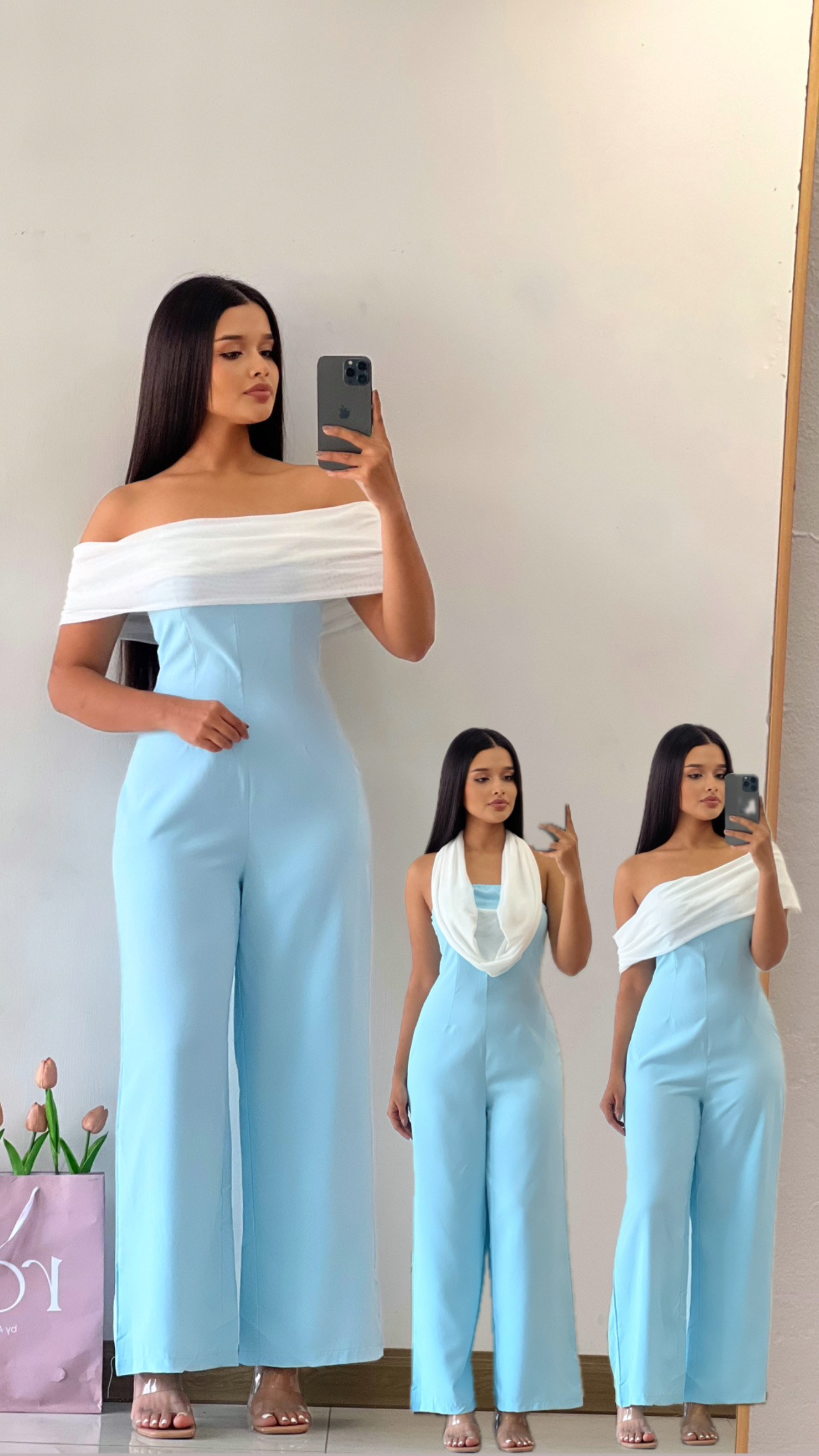 Jumpsuit celeste con blanco 3 en 1