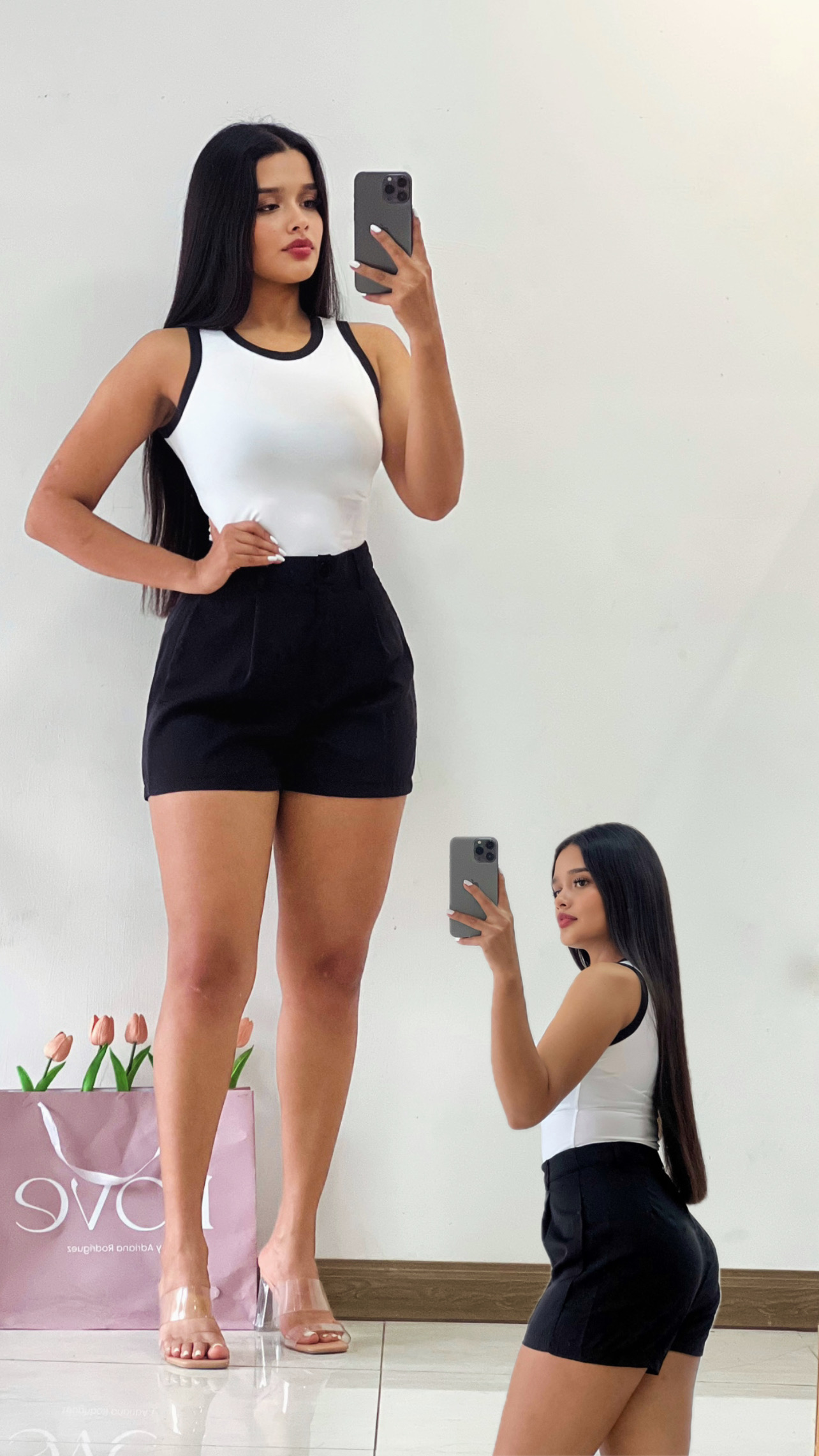 Conjunto básico de blusa y short negro