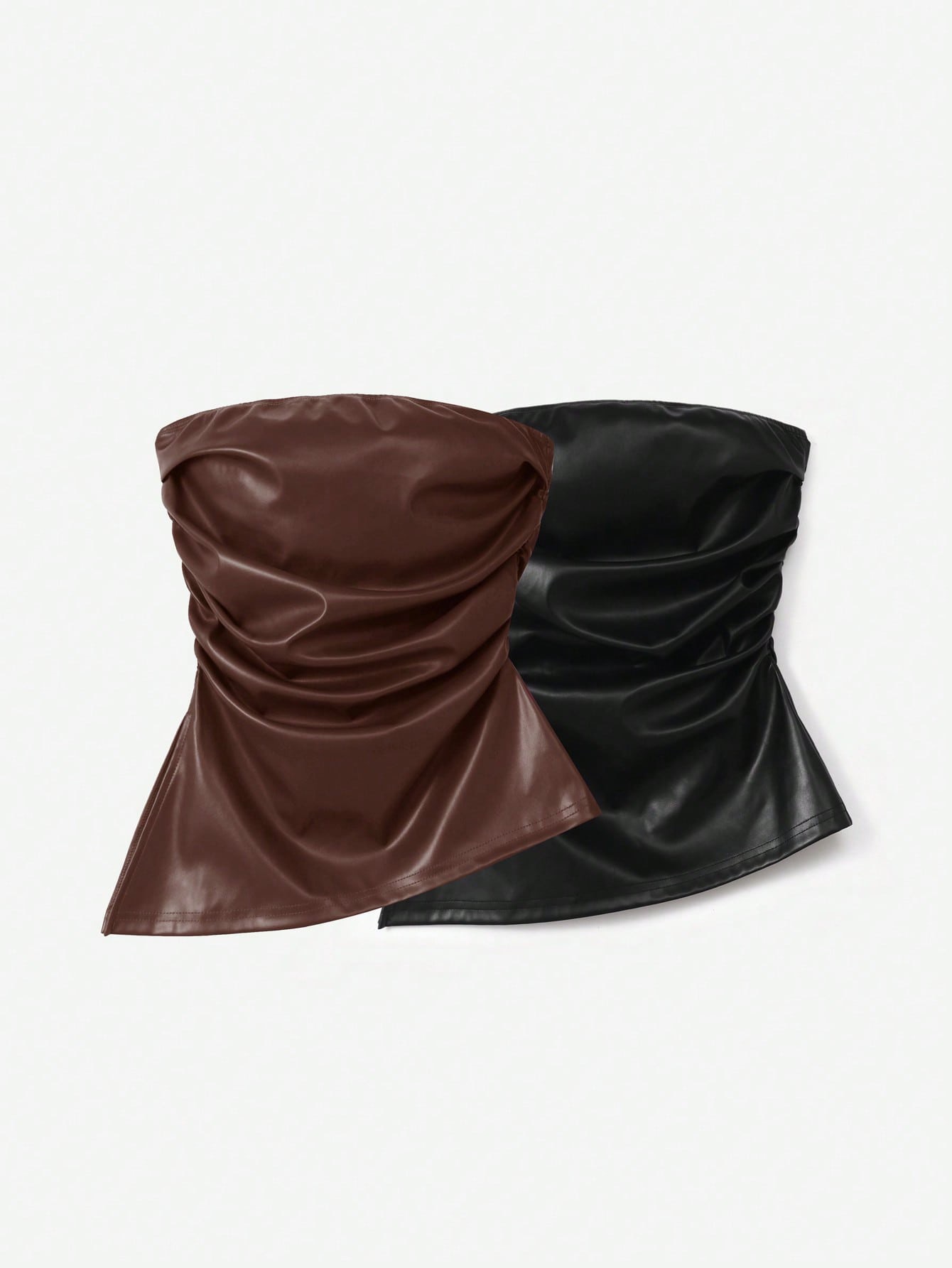 Blusa de cuerina strapless negro