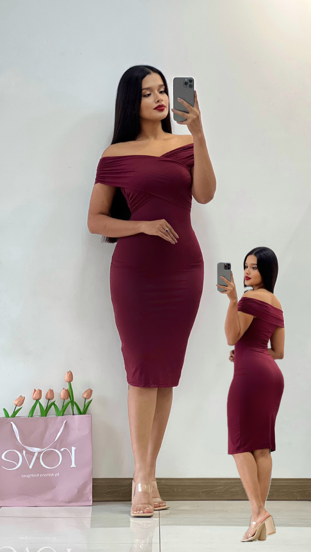 Vestido midi offshoulder MUSERA