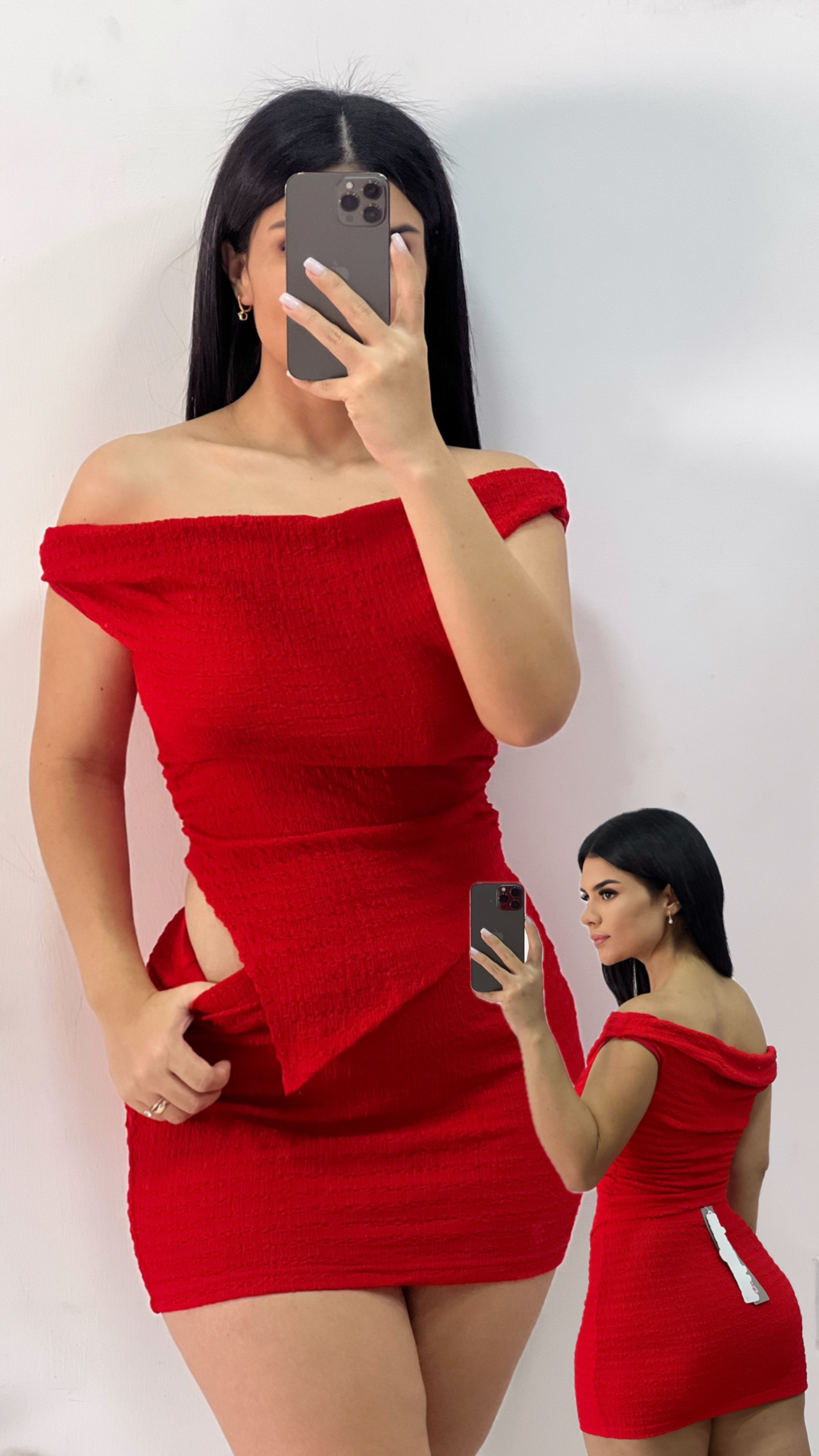 Conjunto de Croptop + falda rojo sangre