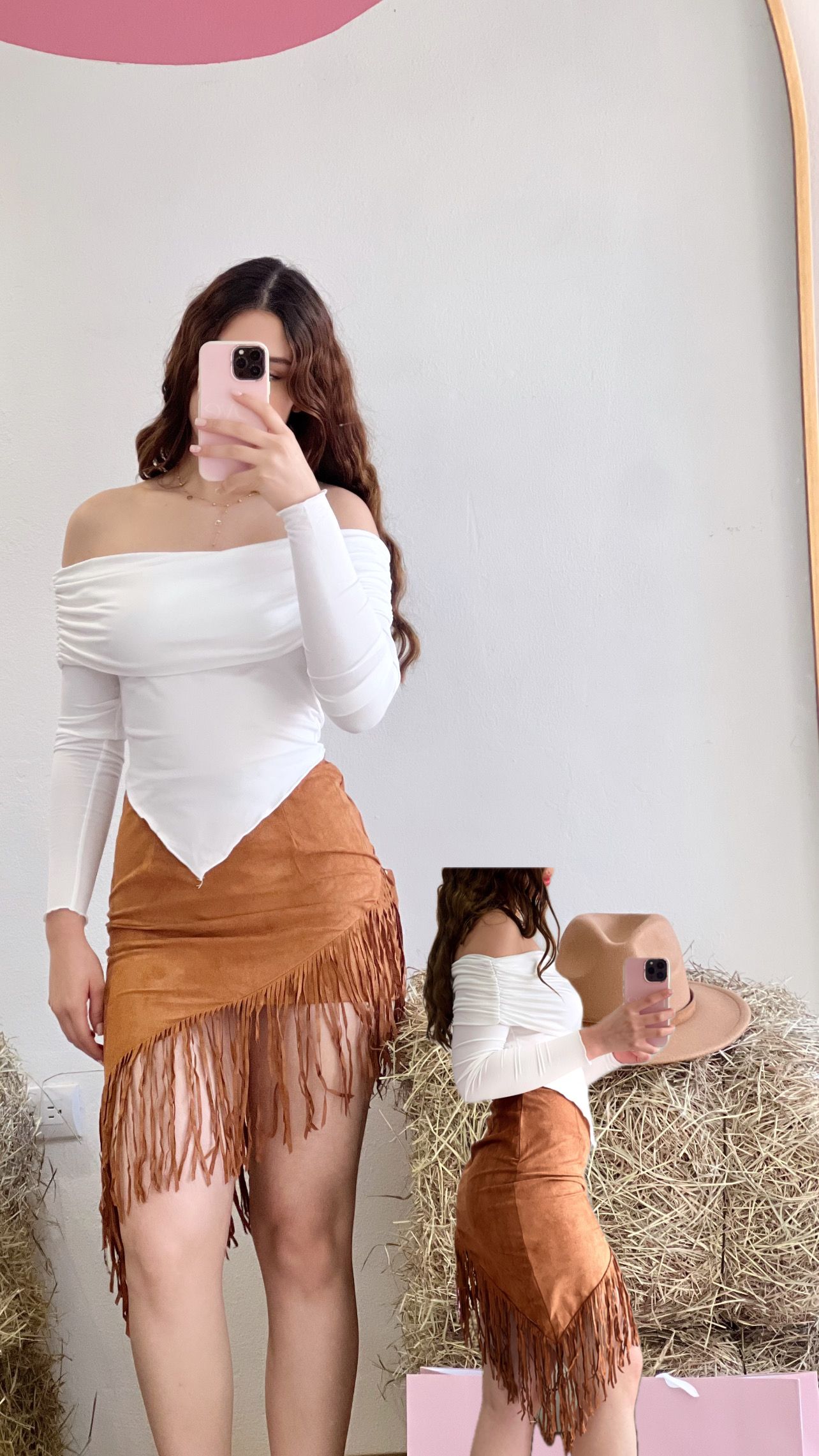 Blusa offshoulder manga larga - Blanca