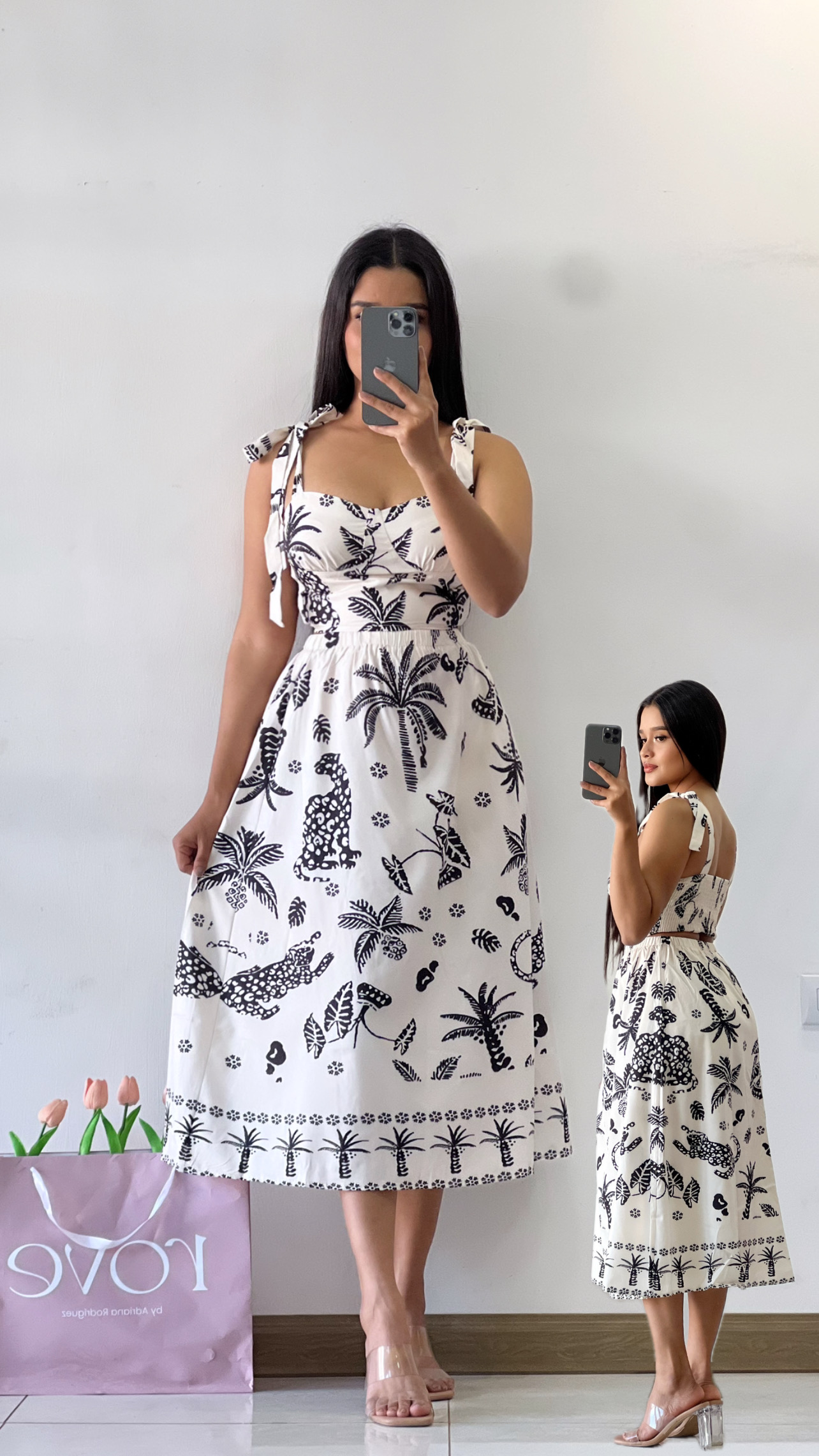 Conjunto de croptop & midifalda - Estampado veranero