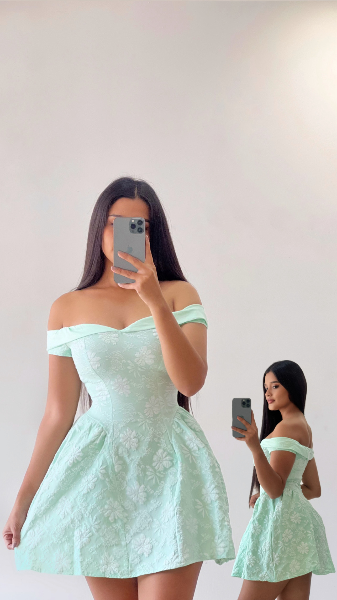 Vestido corto estilo princesa - Verde