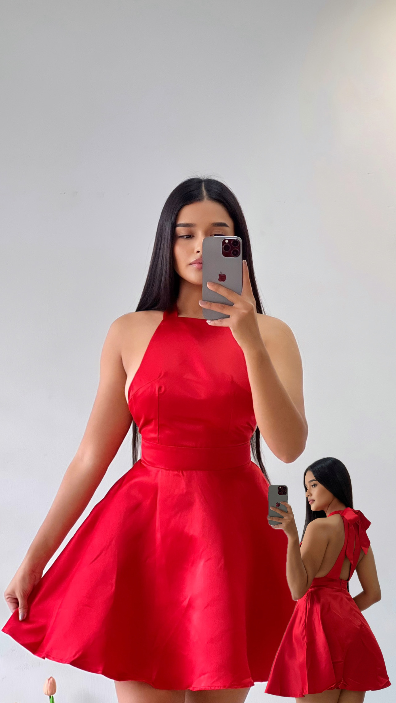 Vestido corto con lazo trasero - Rojo