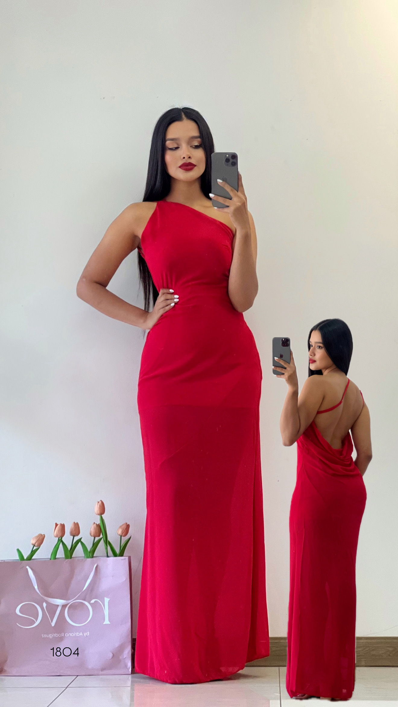 Vestido de gala tirantes espalda abierta