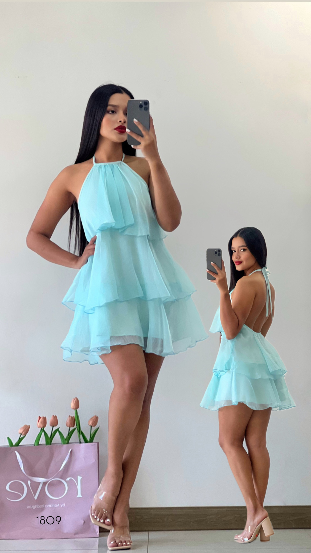 Vestido corto con vuelos