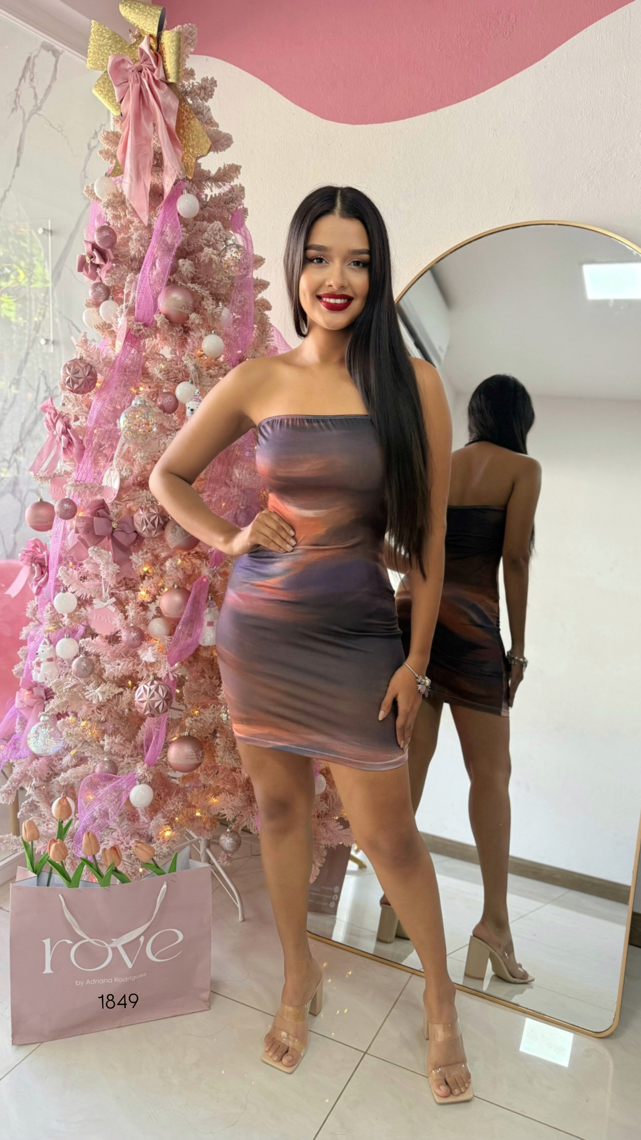 Vestido corto marmol cafe