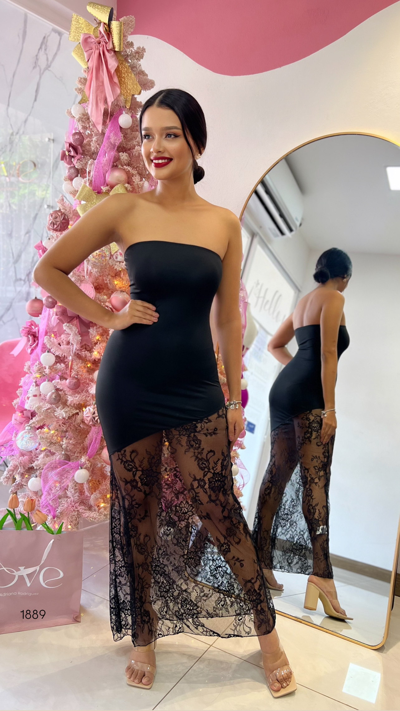 Vestido de gala con encaje negro