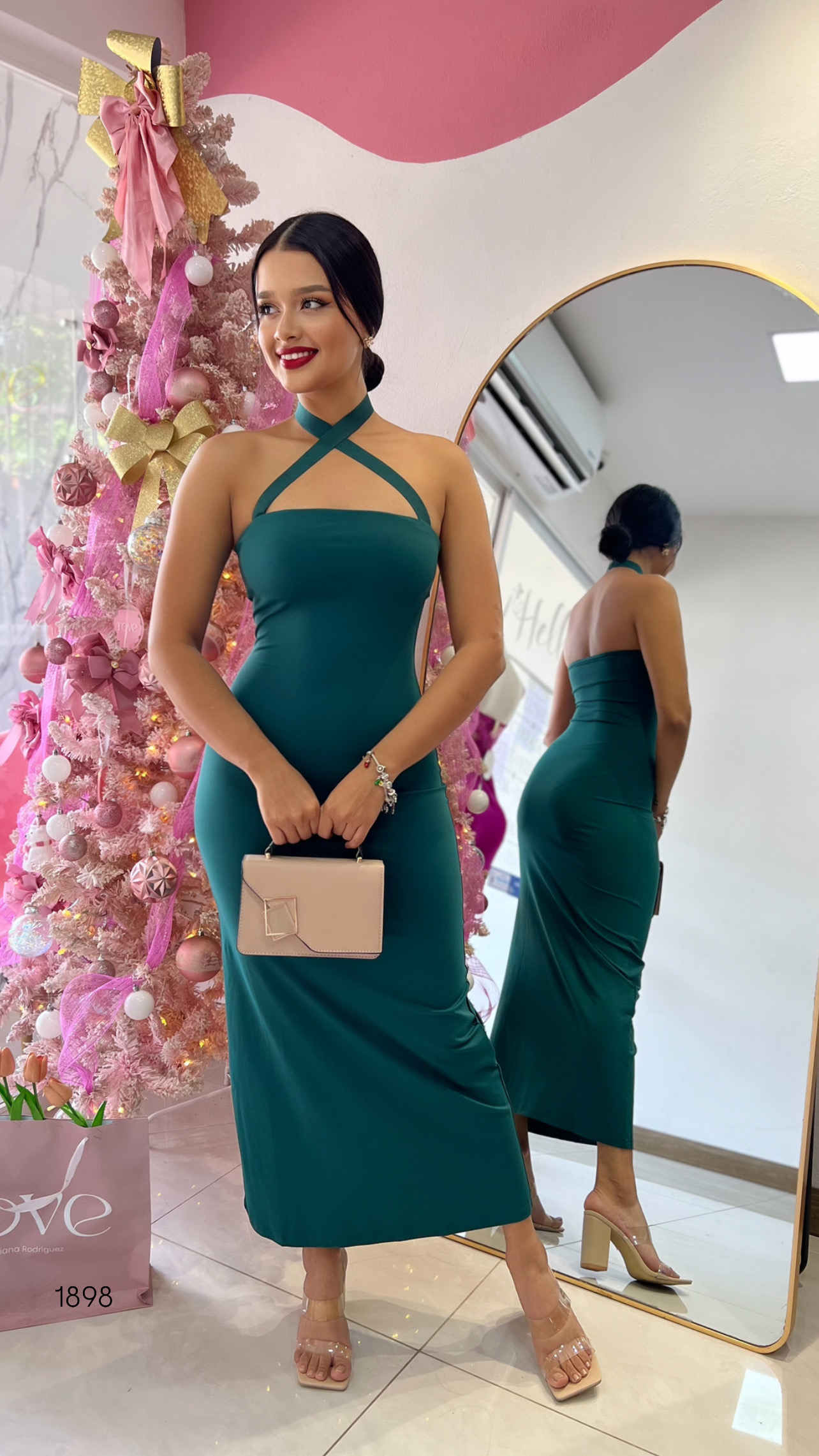 Vestido de gala cuello cruzado