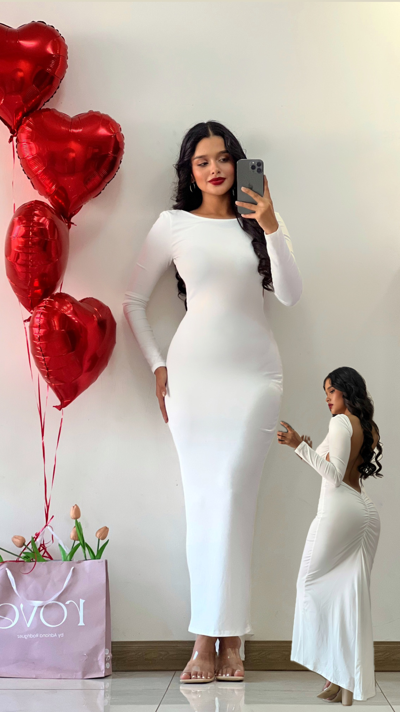 Vestido de gala espalda abierta blanco