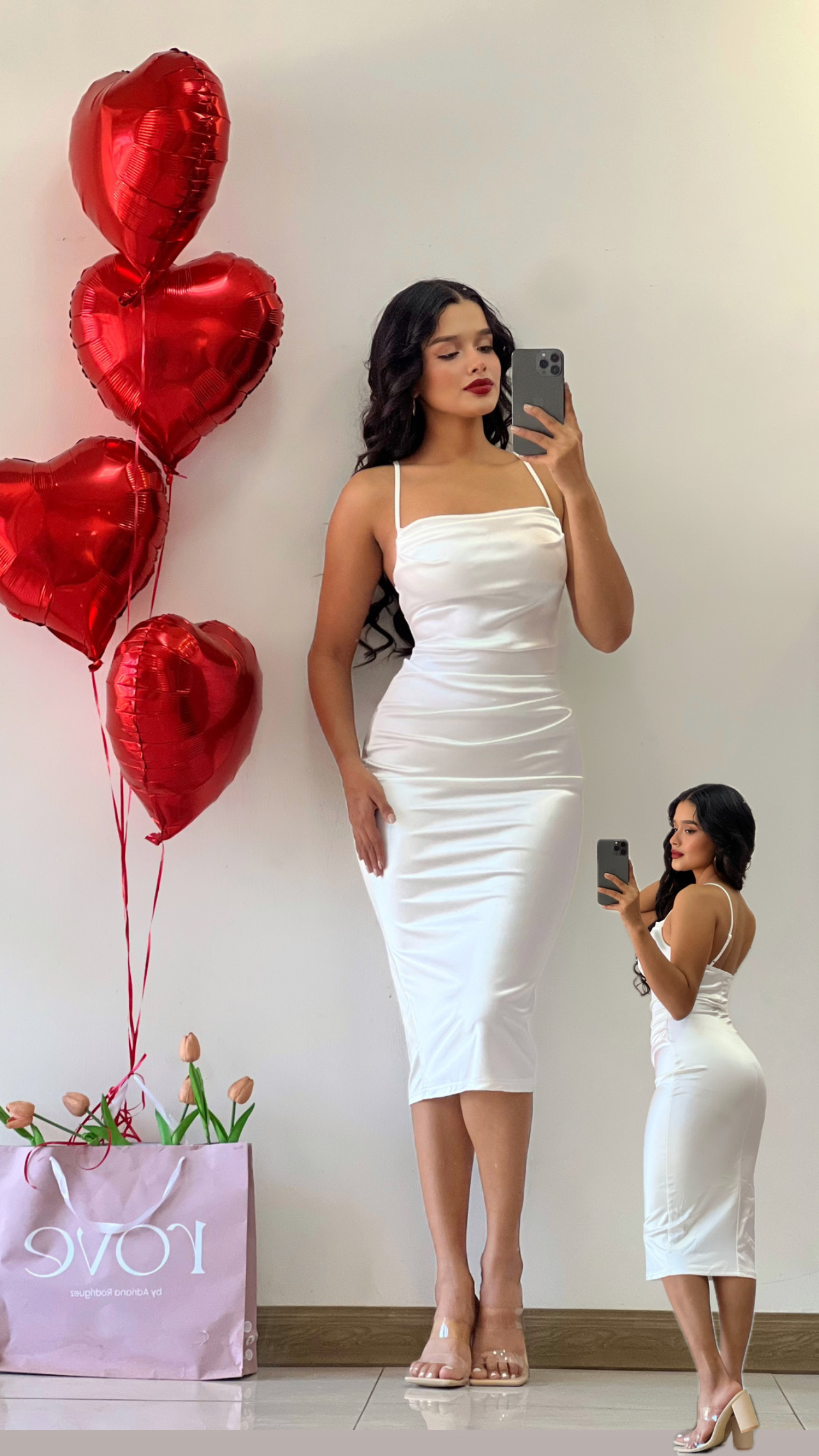 Vestido midi estilo recogido blanco