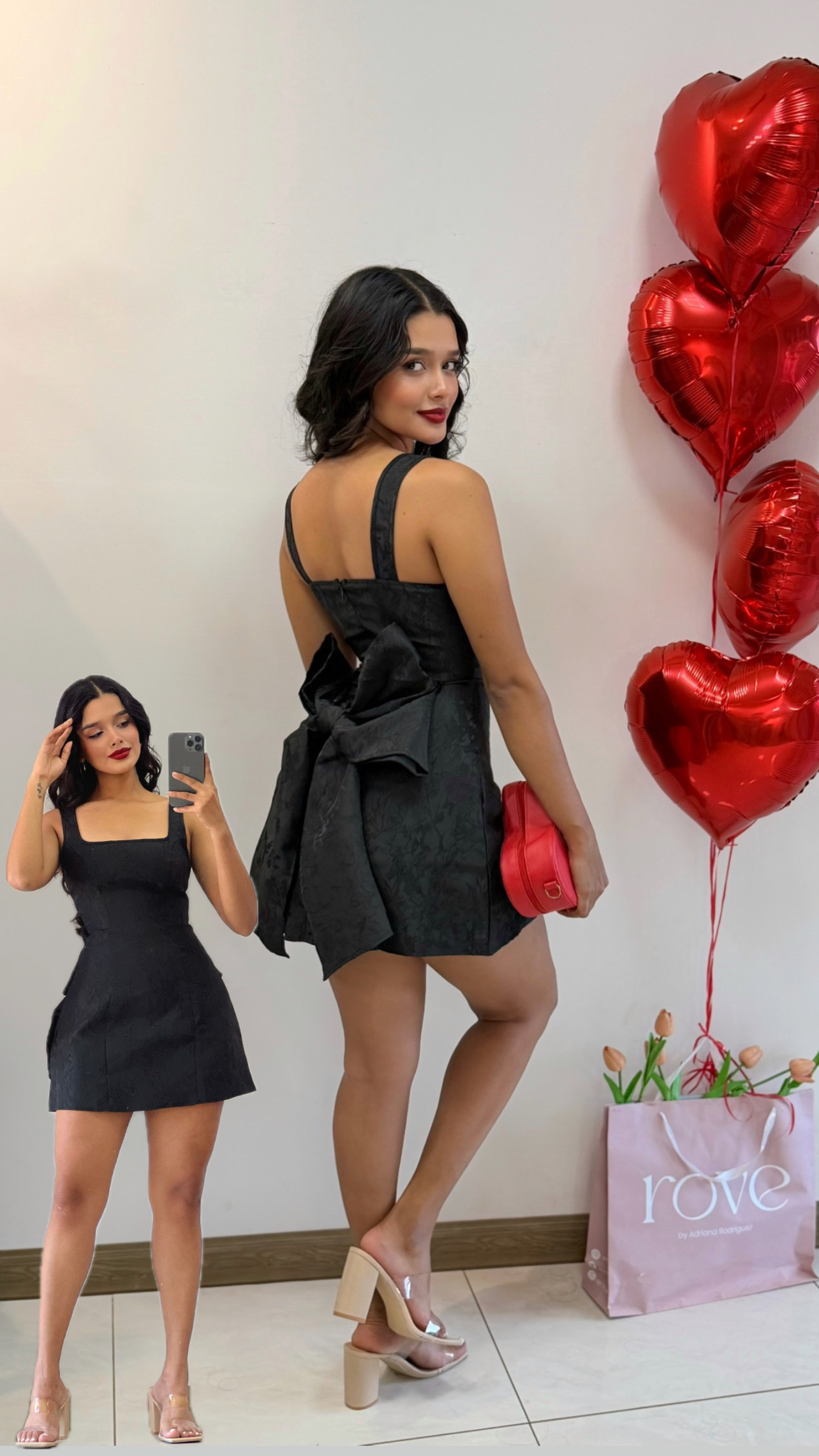 Vestido corto con lazo atras negro