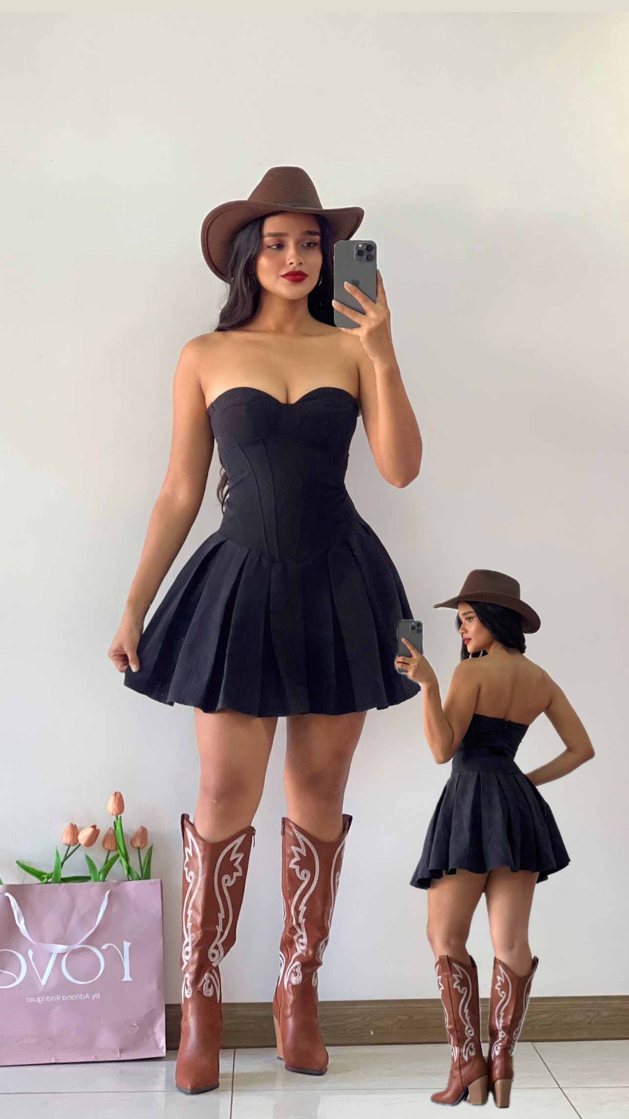 Vestido corto plisado cowgirl