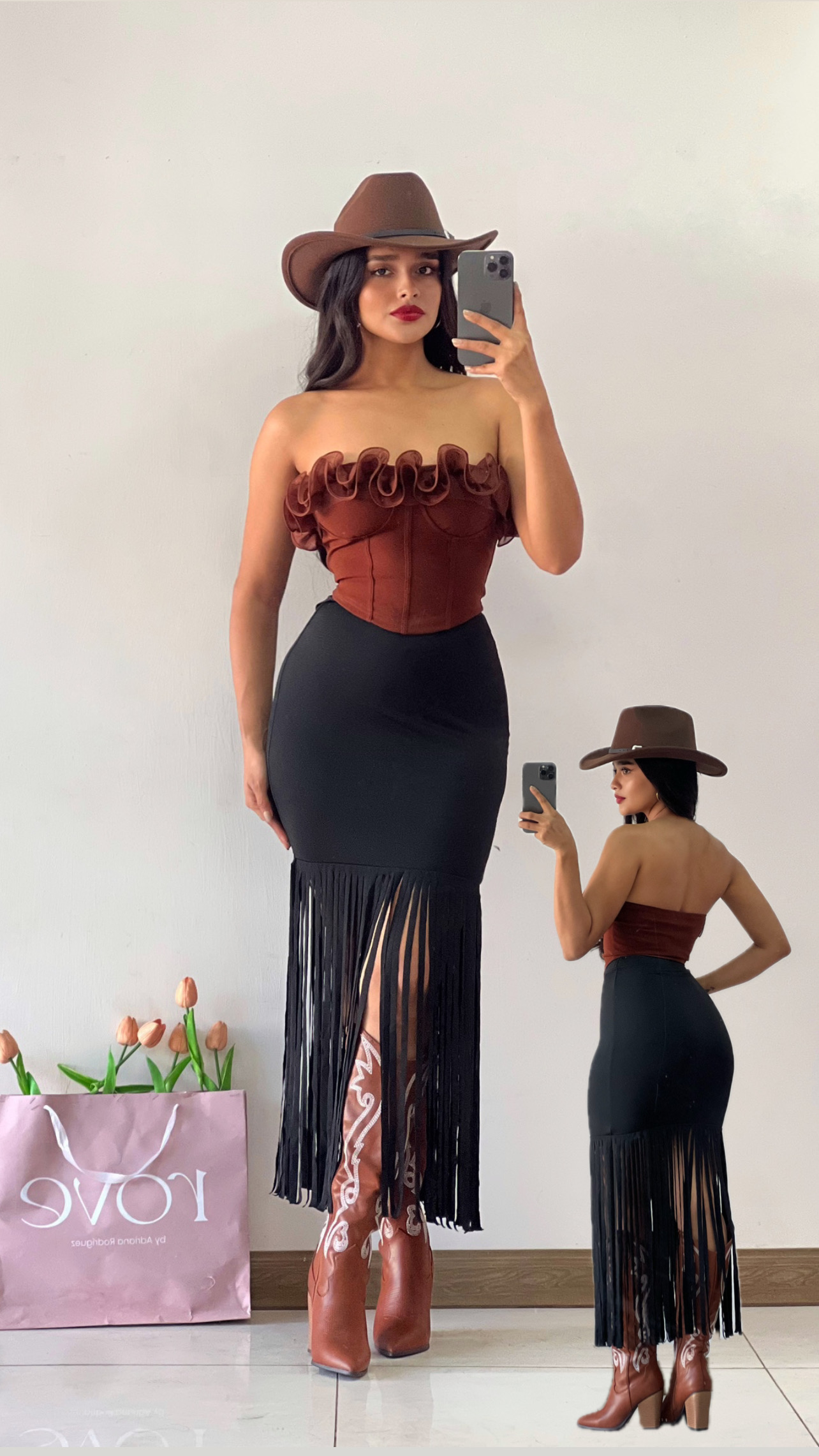 Croptop con vuelos café