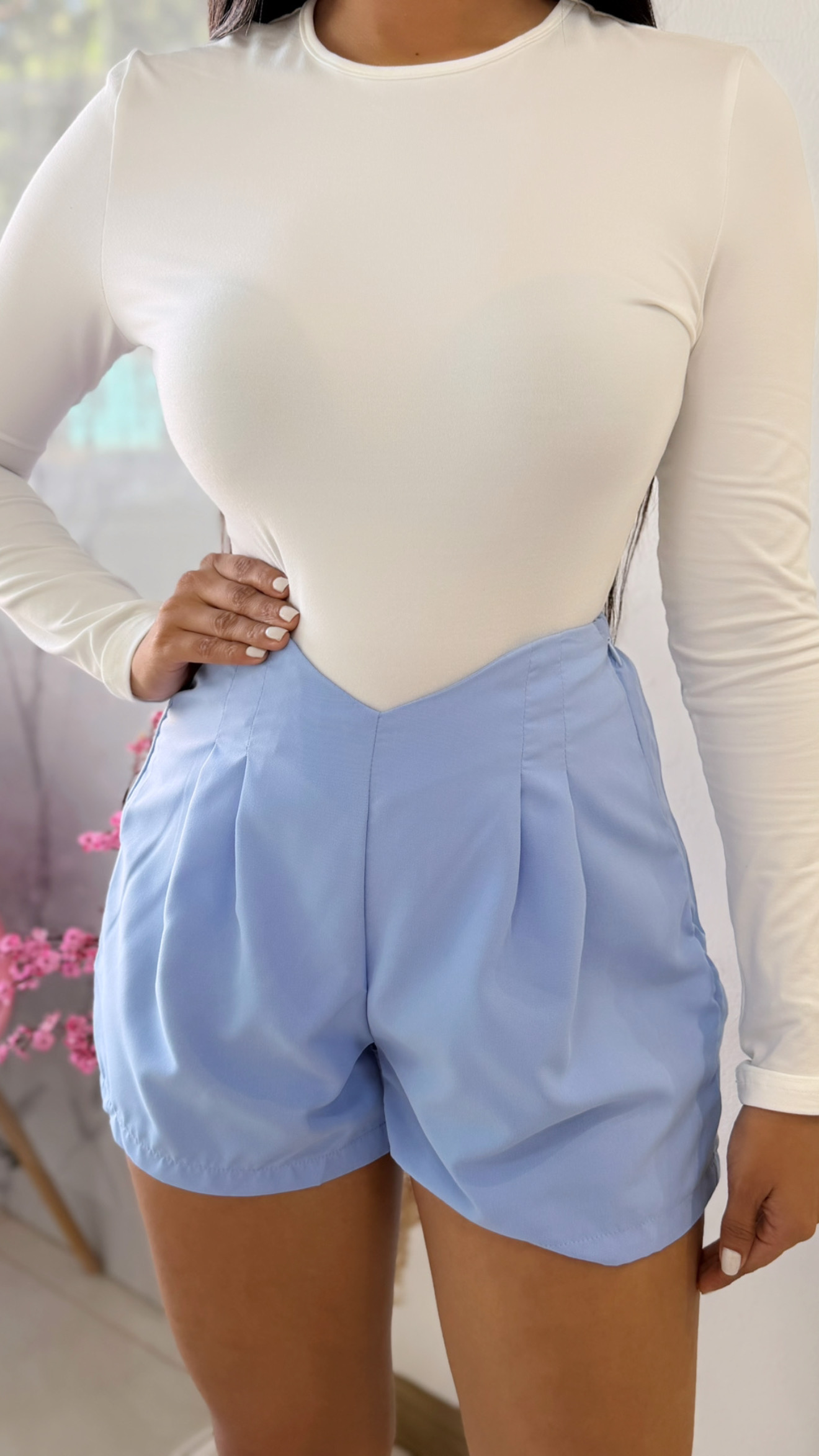 Short celeste de vestir