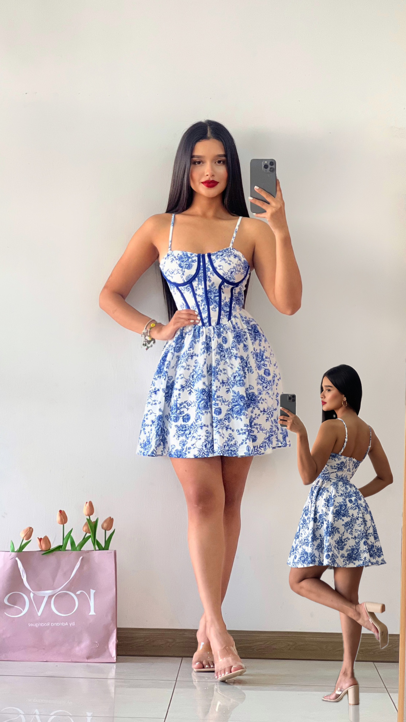 Vestido corto estampado azul MOD