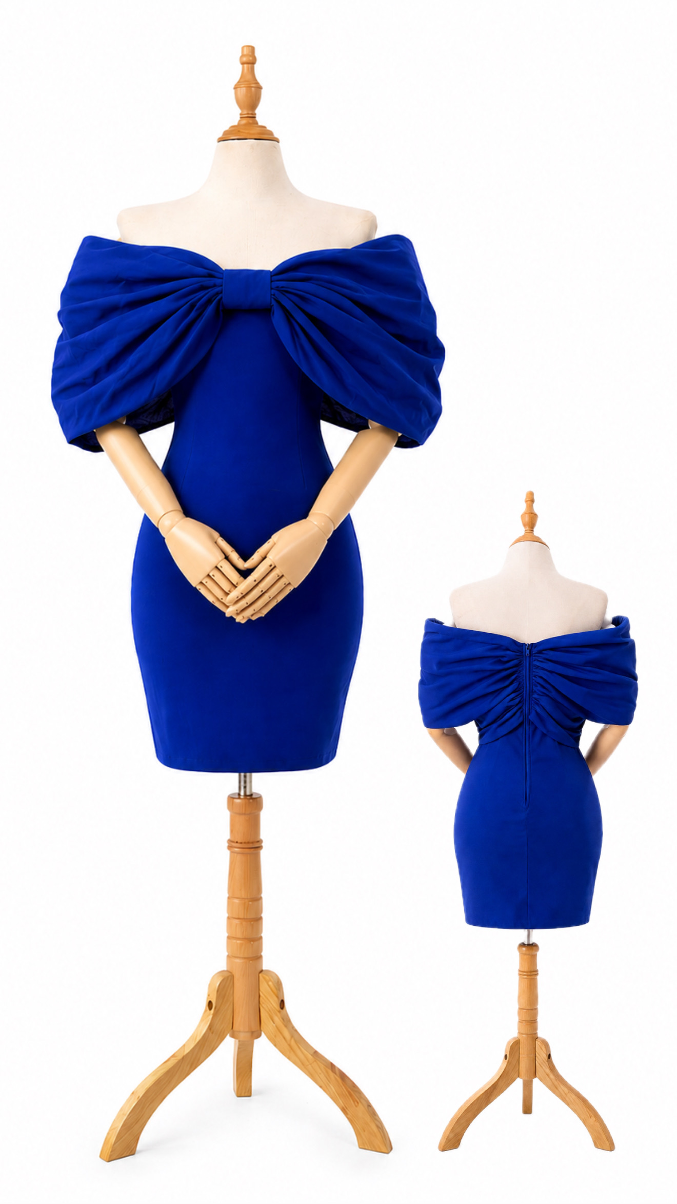 Vestido con efecto lazo - Azul - Talla L
