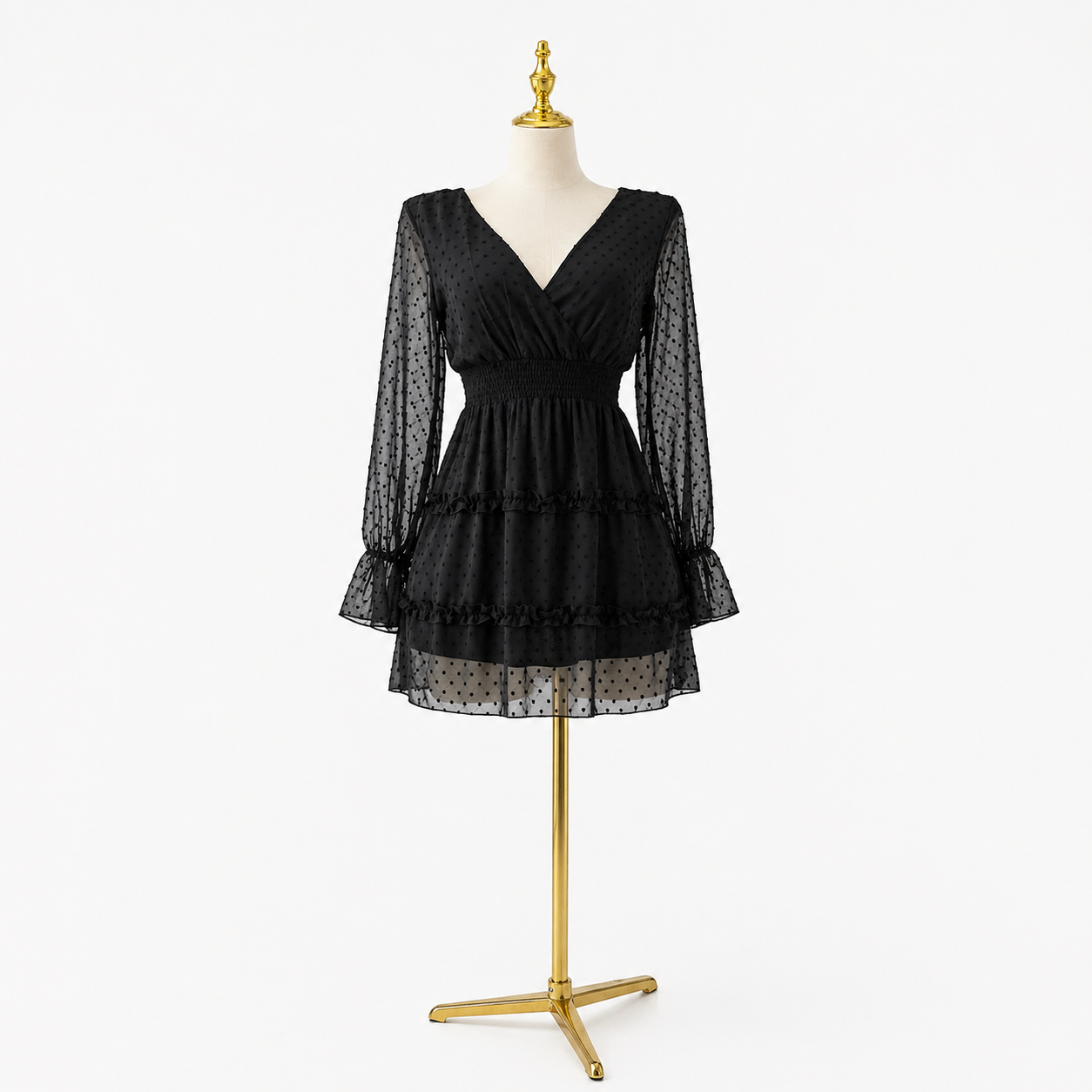 Vestido Manga Transparente - Negro - Talla S